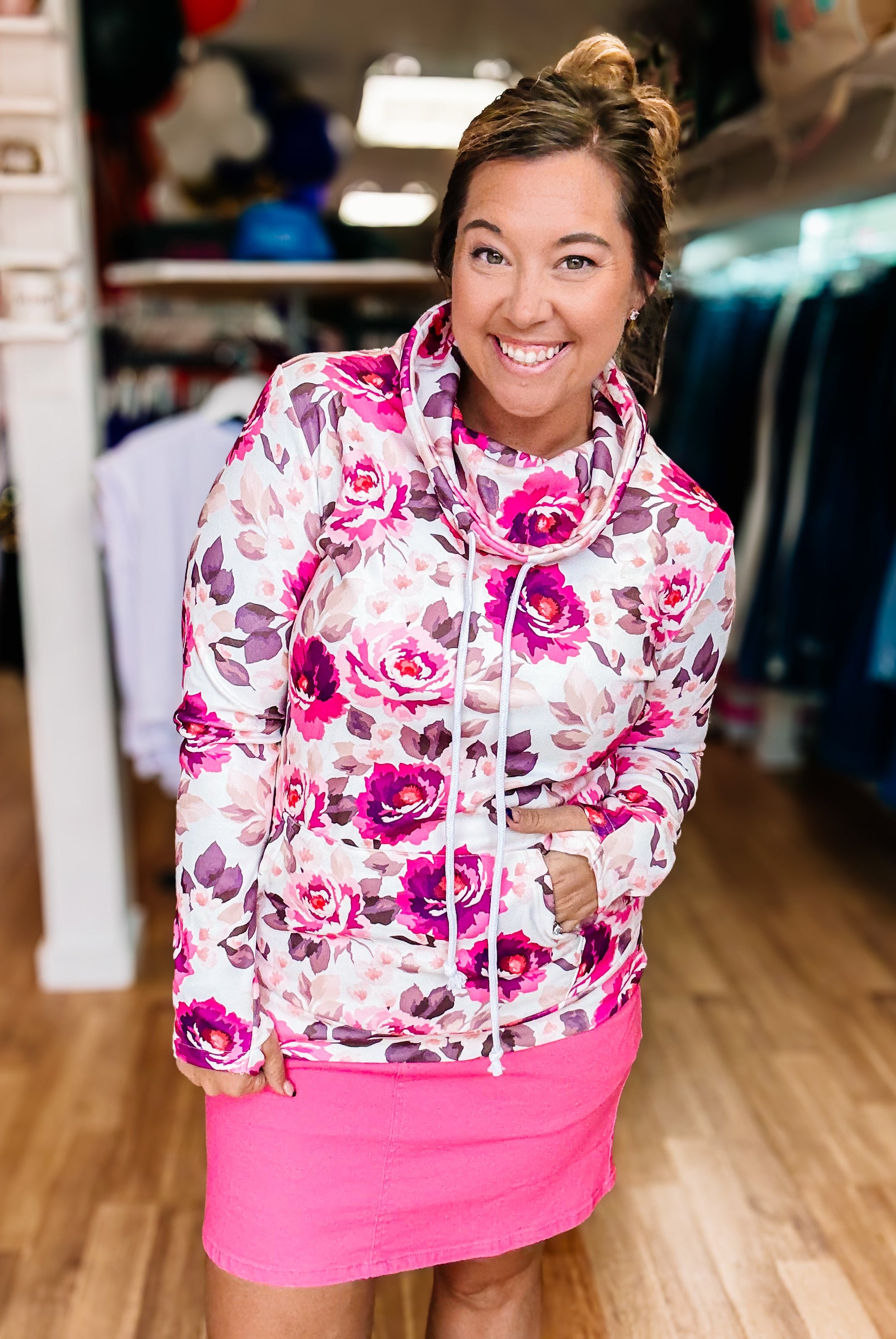 Soft Funnel Neck Pullover - Autumn Bloom-Sweaters-Dear Me Southern Boutique, located in DeRidder, Louisiana