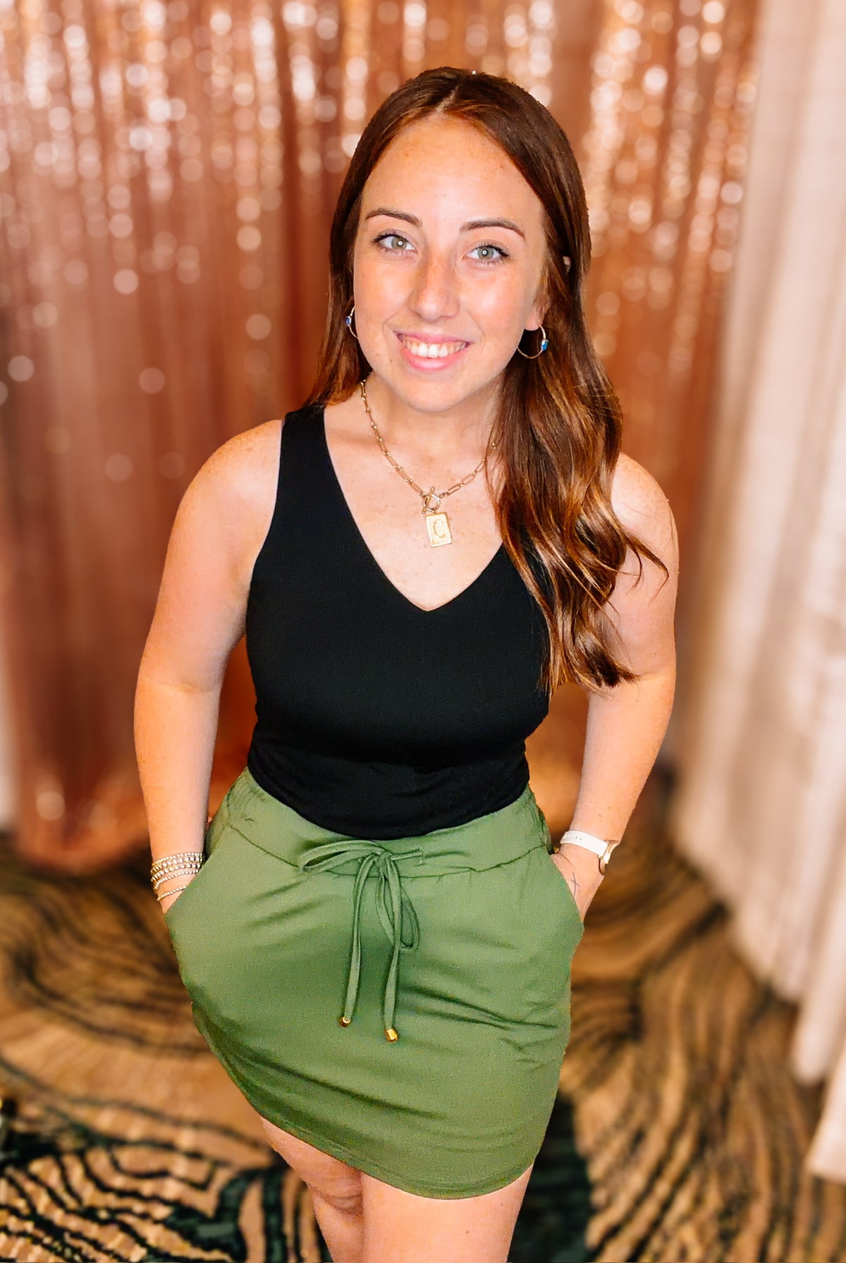 Solid Olive Everyday Skort-Presales-Dear Me Southern Boutique, located in DeRidder, Louisiana