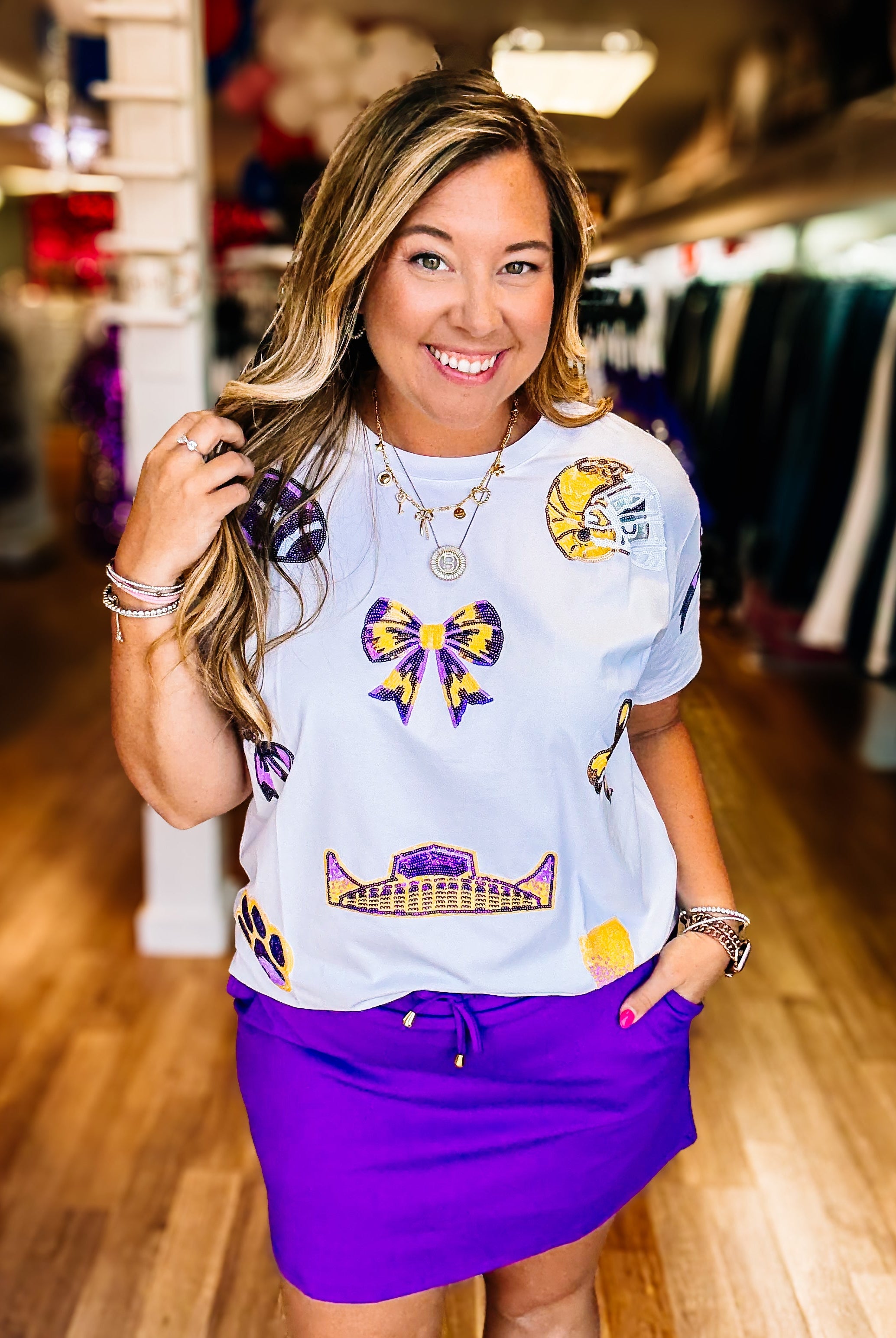 Solid Primary Purple Skort-Skort-Dear Me Southern Boutique, located in DeRidder, Louisiana