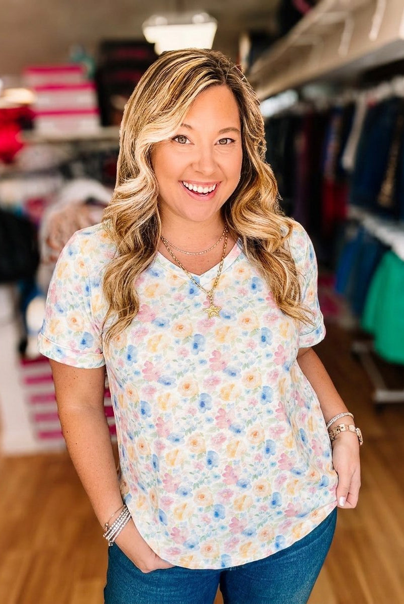 Sophie Petal Gardens Tee-Tops-Dear Me Southern Boutique, located in DeRidder, Louisiana
