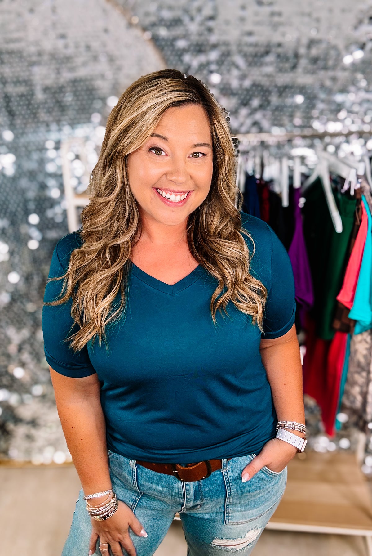 Sophie Tee - Teal-Tops-Dear Me Southern Boutique, located in DeRidder, Louisiana