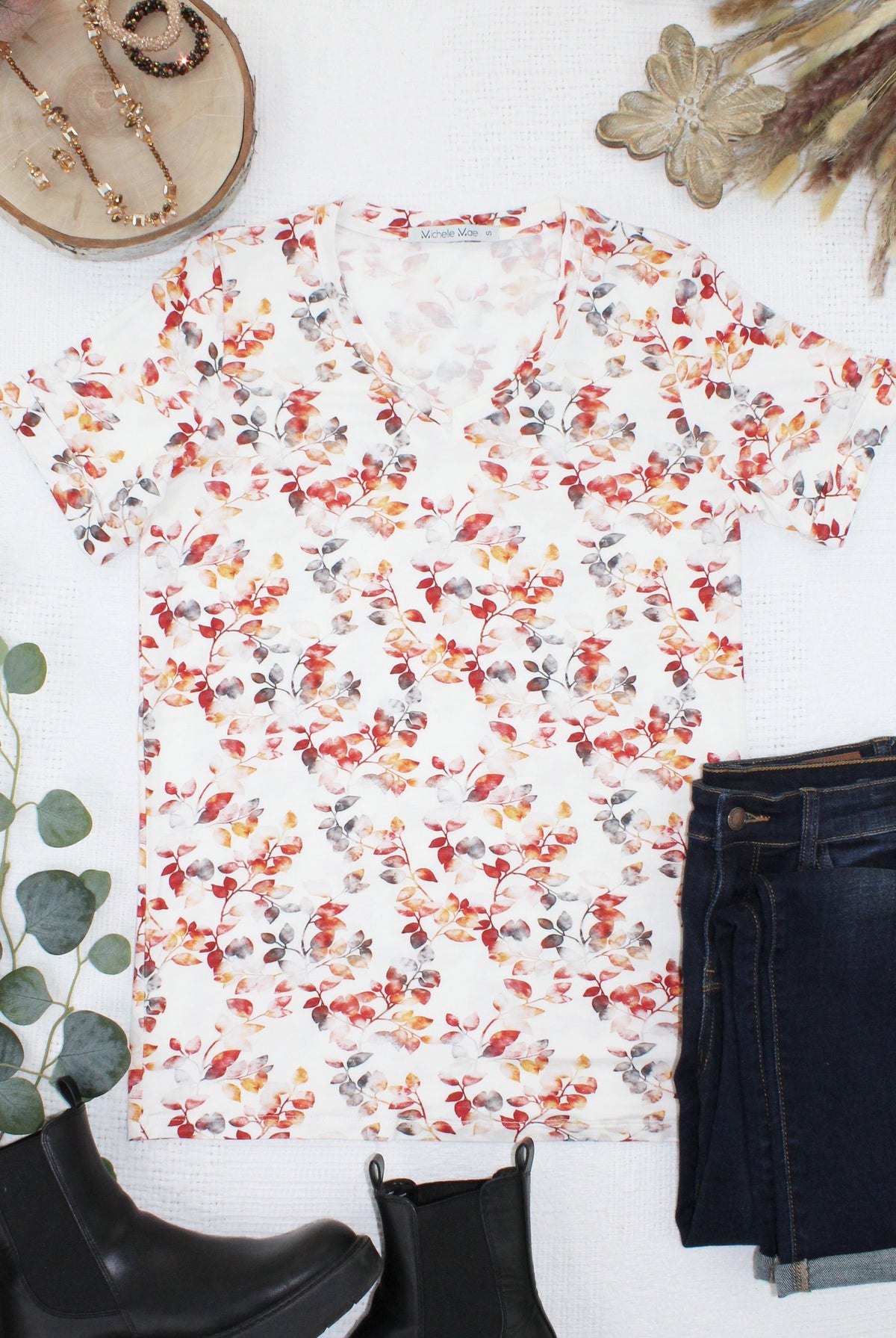 Sophie Top - Autumn Watercolor-Tops-Dear Me Southern Boutique, located in DeRidder, Louisiana