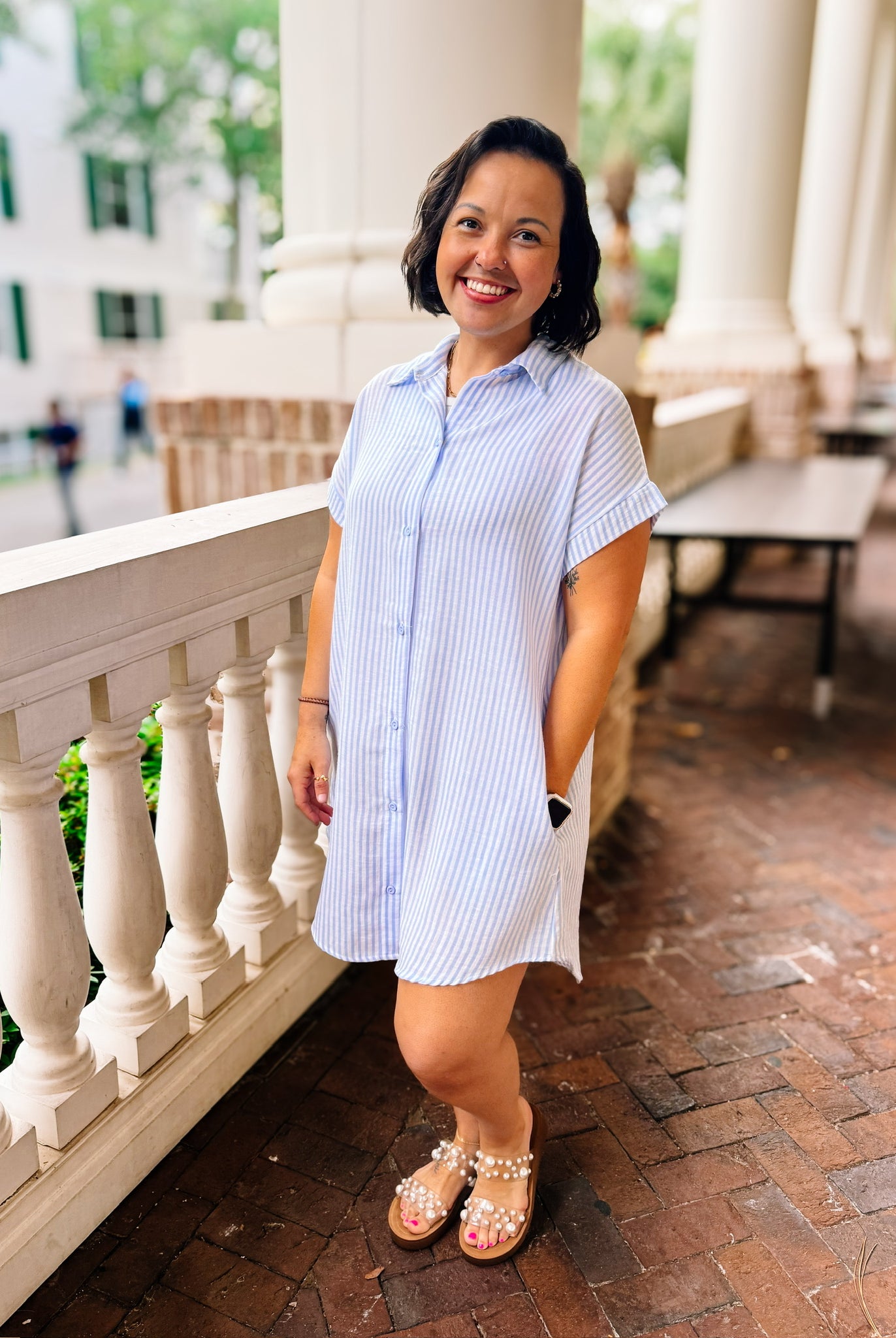 Southern Skies Stripe Dress-Dear Me Southern Boutique, located in DeRidder, Louisiana