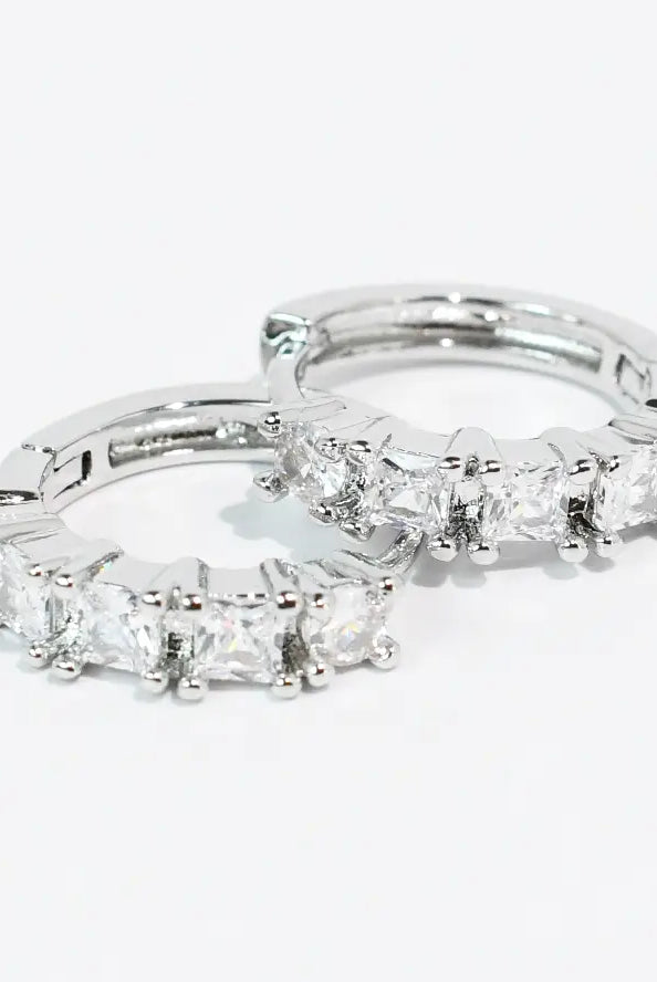 Sparkle Huggies Silver-Jewelry - Earrings-Dear Me Southern Boutique, located in DeRidder, Louisiana