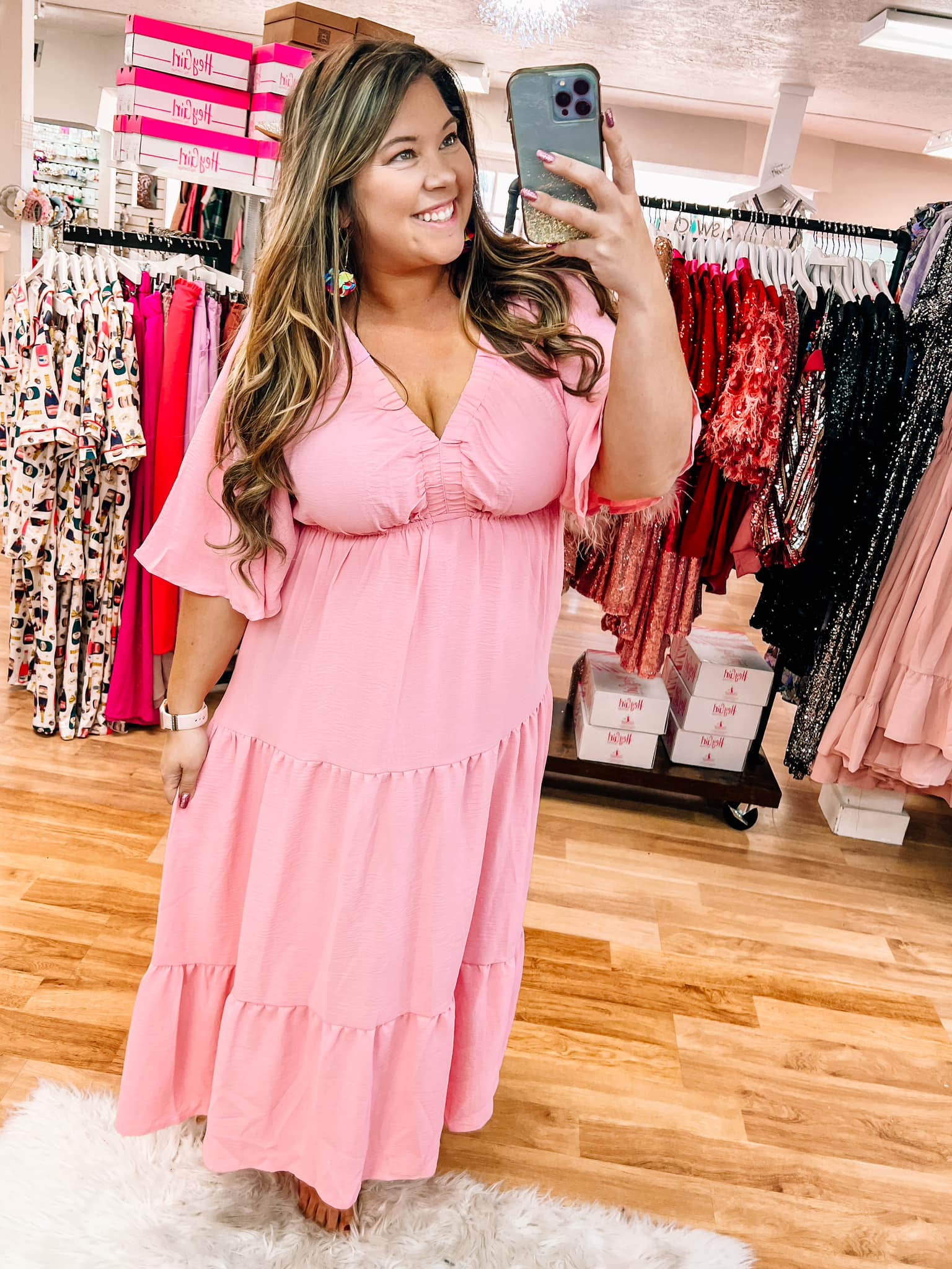 Spin You Around Pink Maxi Dress DearMeBoutique