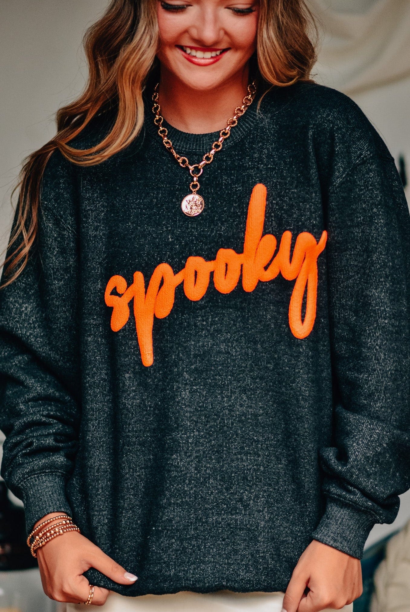 Spooky Knit Sweatshirt-Dear Me Southern Boutique, located in DeRidder, Louisiana
