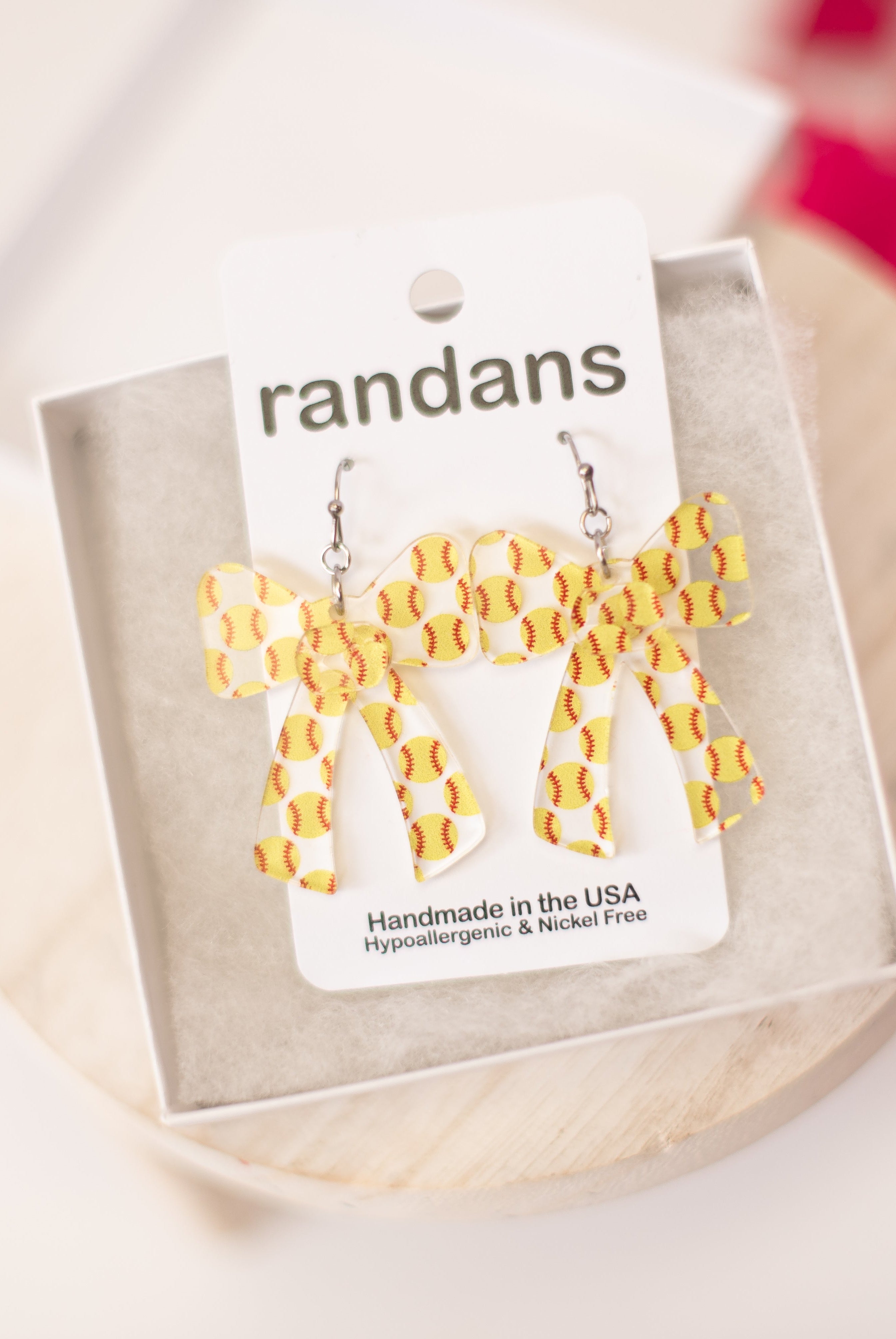 Sports Coquette Bow Randans- Softball-Earrings-Dear Me Southern Boutique, located in DeRidder, Louisiana