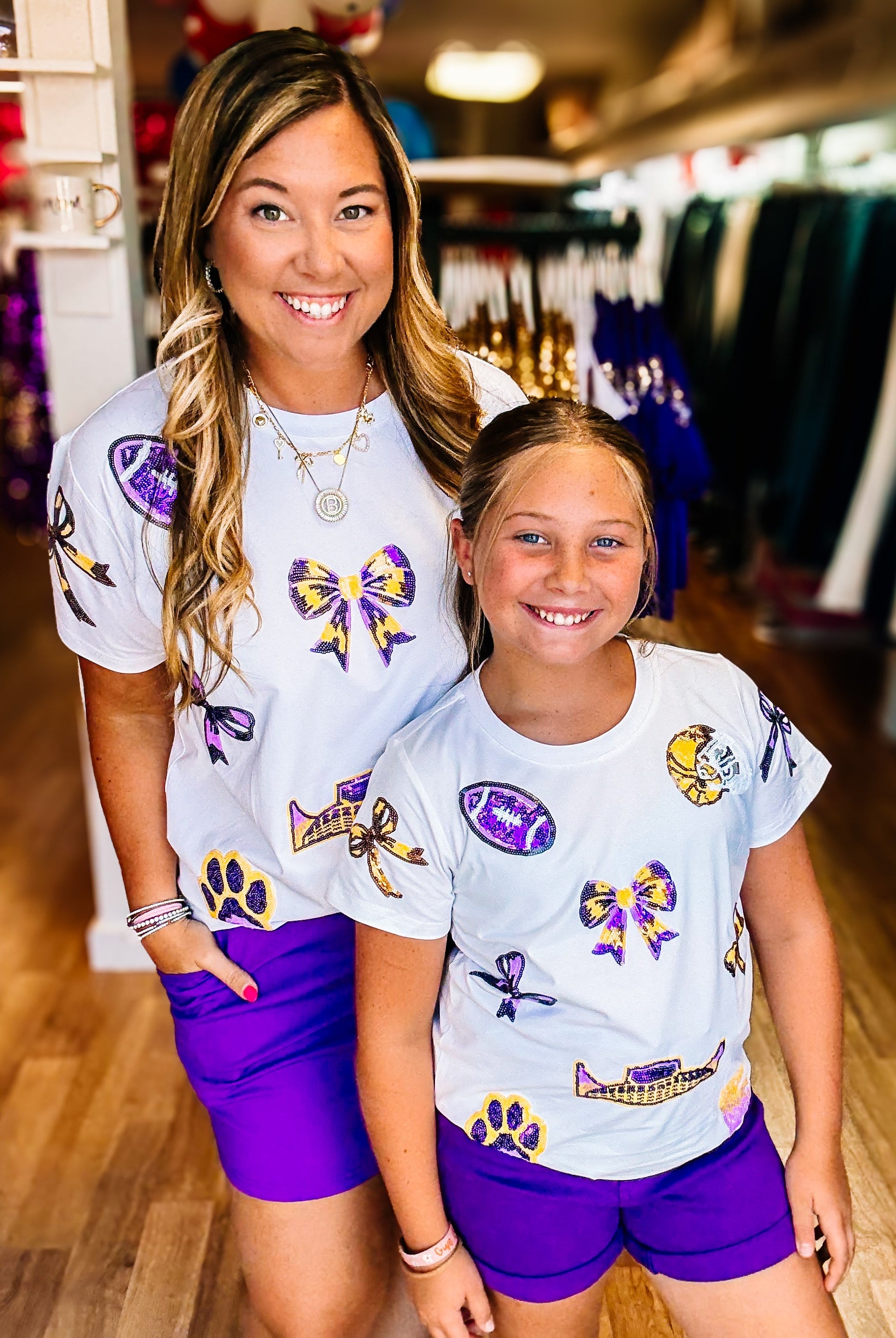Stadium Sparkle Sequin Ladies Top-Graphic Tops-Dear Me Southern Boutique, located in DeRidder, Louisiana
