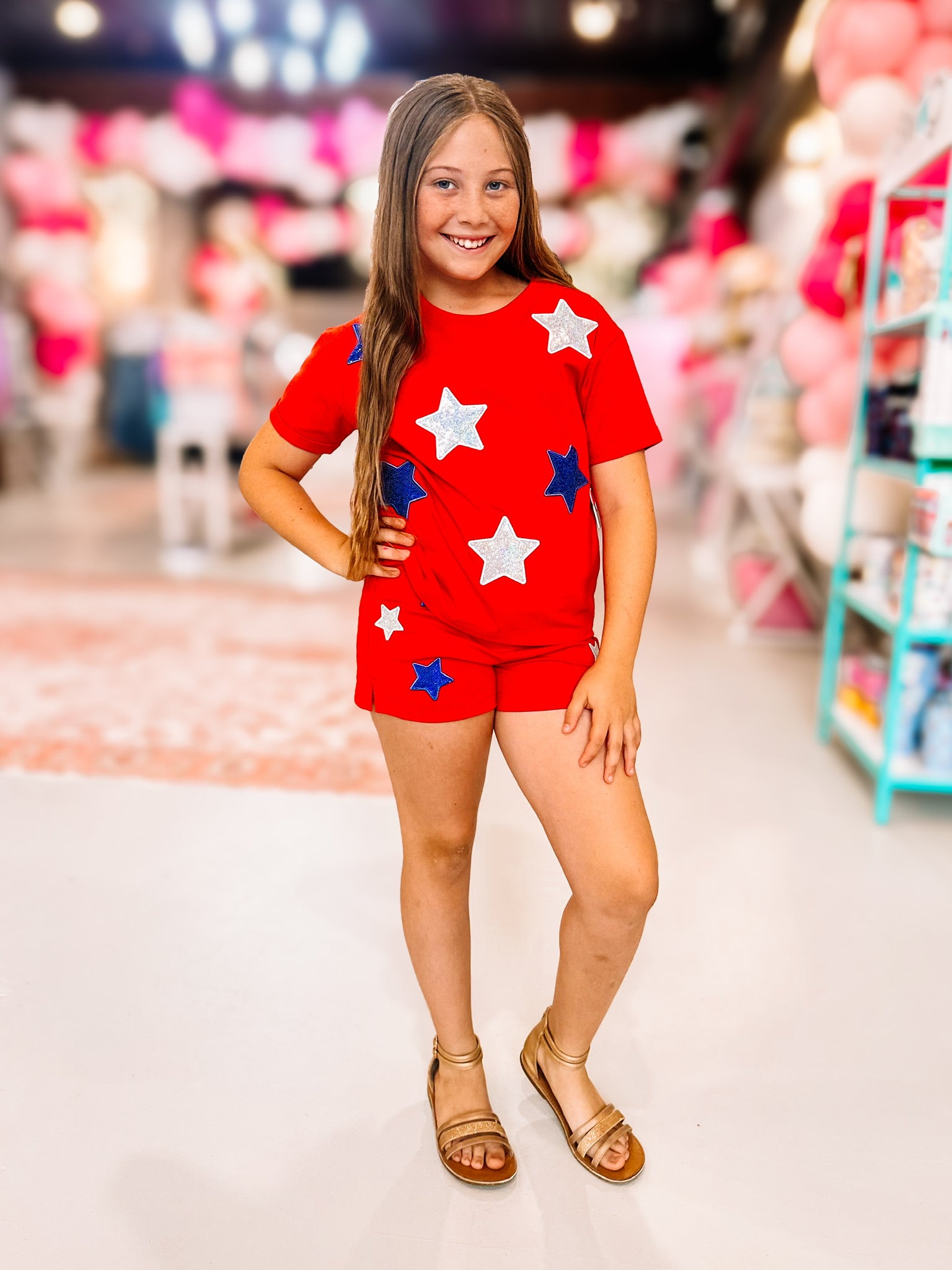 Star Spangled Sparkle Shorts – Red, White & YOU!-JAG Shorts-Dear Me Southern Boutique, located in DeRidder, Louisiana