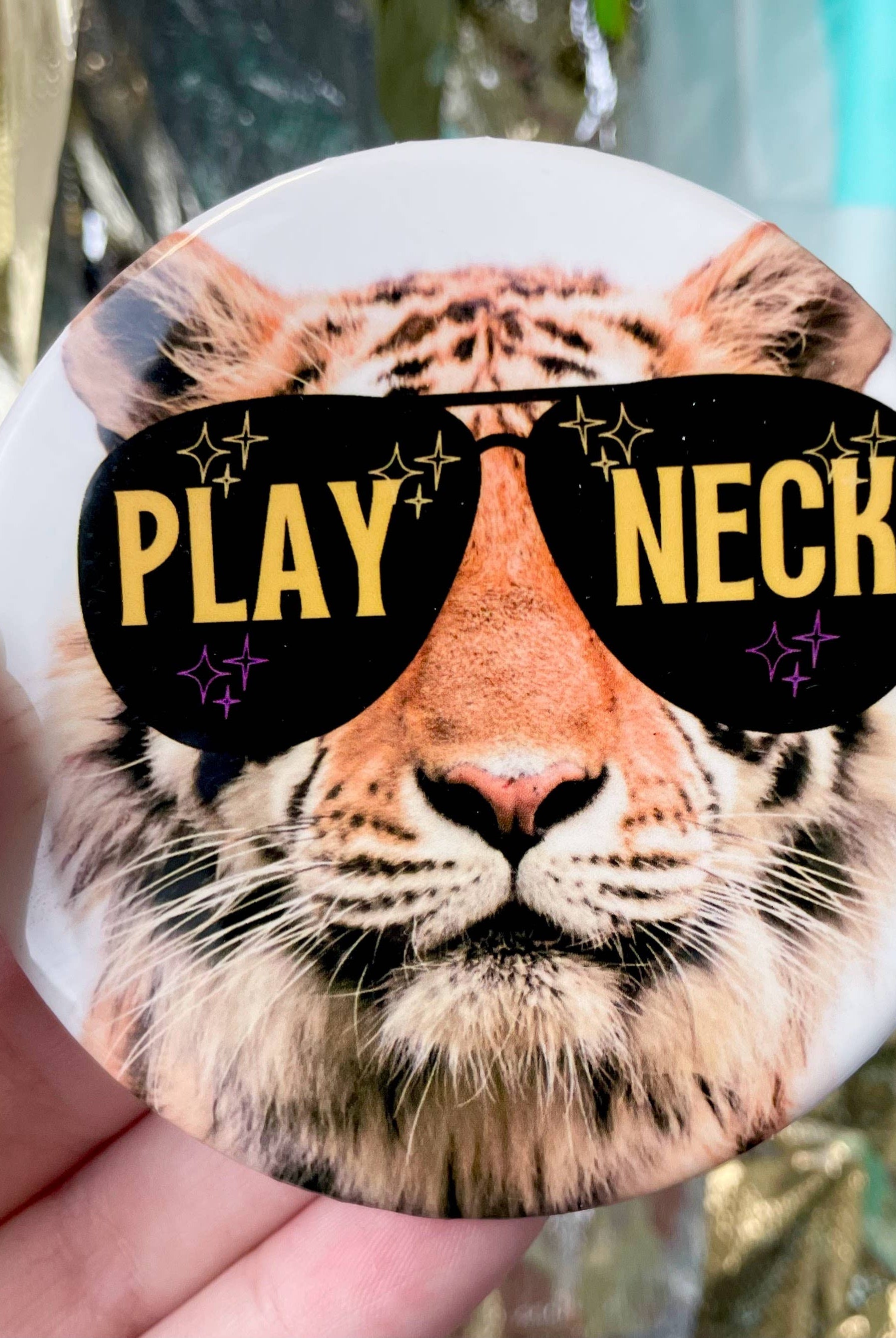 Starry Eyed Tiger - Play Neck - Game Day Button-Dear Me Southern Boutique, located in DeRidder, Louisiana
