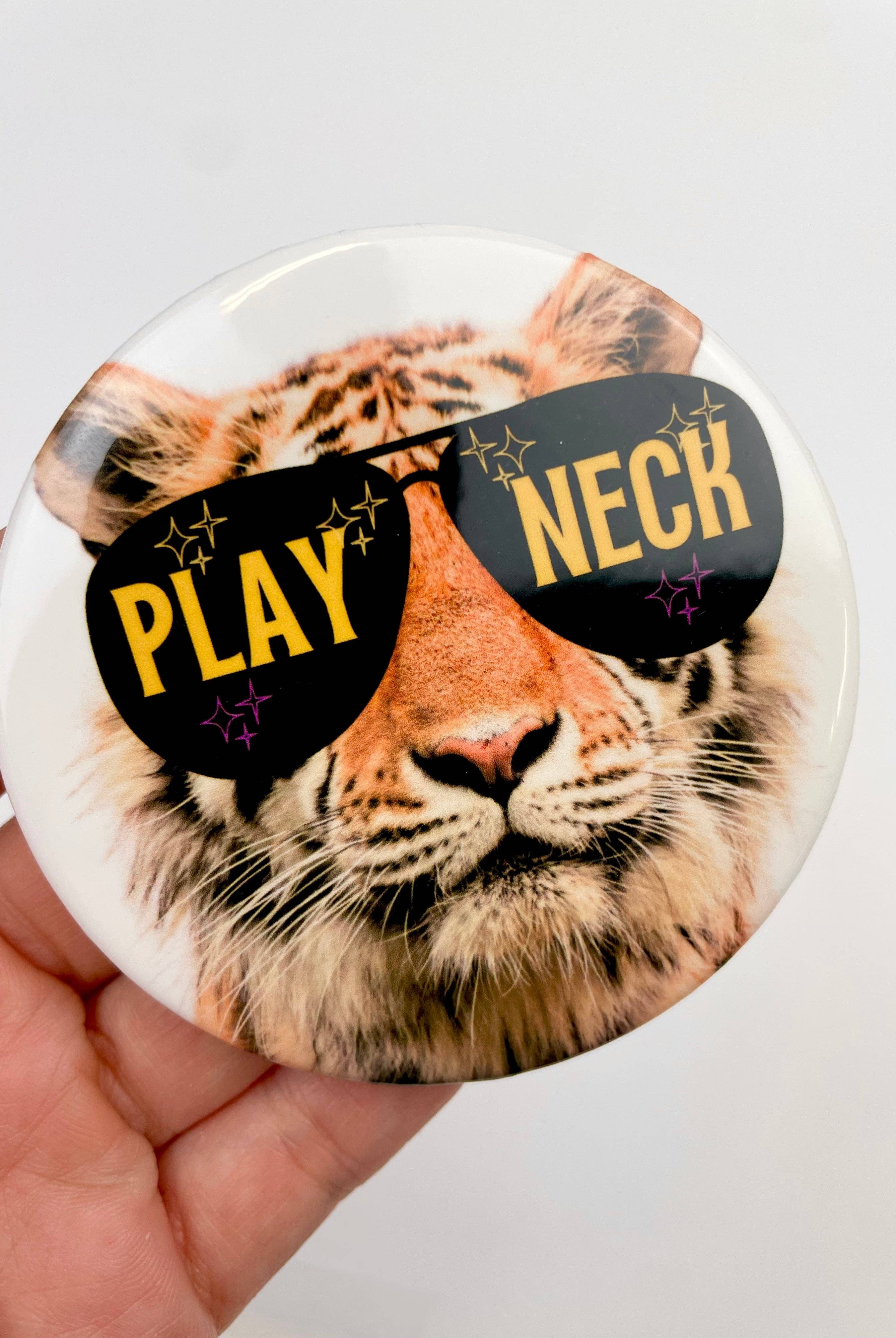 Starry Eyed Tiger - Play Neck - Game Day Button-Dear Me Southern Boutique, located in DeRidder, Louisiana