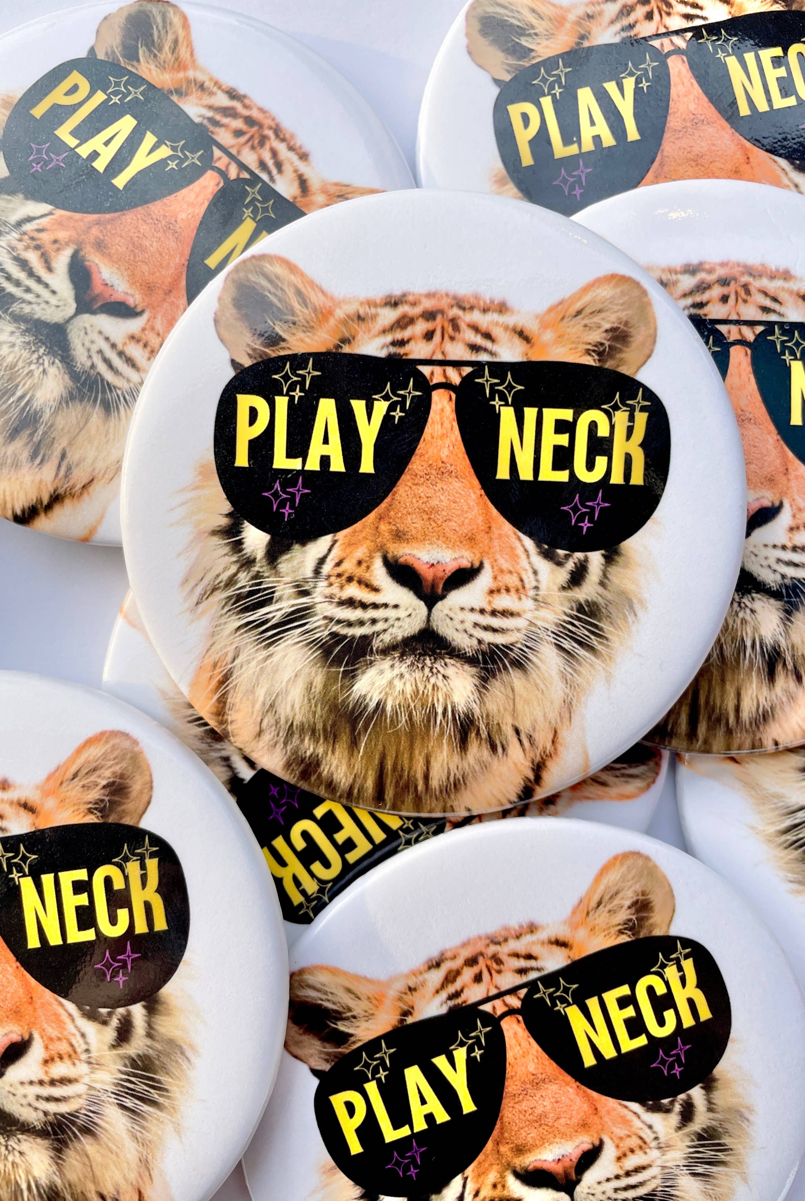 Starry Eyed Tiger - Play Neck - Game Day Button-Dear Me Southern Boutique, located in DeRidder, Louisiana