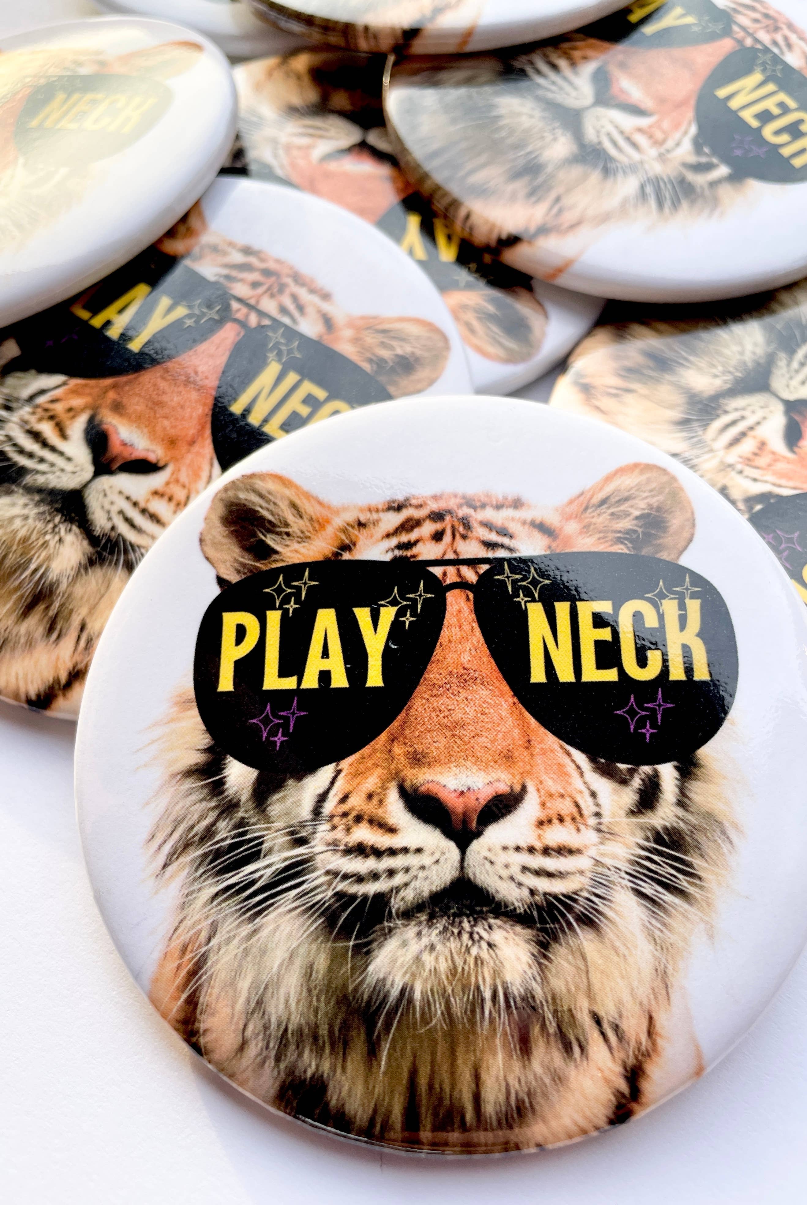 Starry Eyed Tiger - Play Neck - Game Day Button-Dear Me Southern Boutique, located in DeRidder, Louisiana