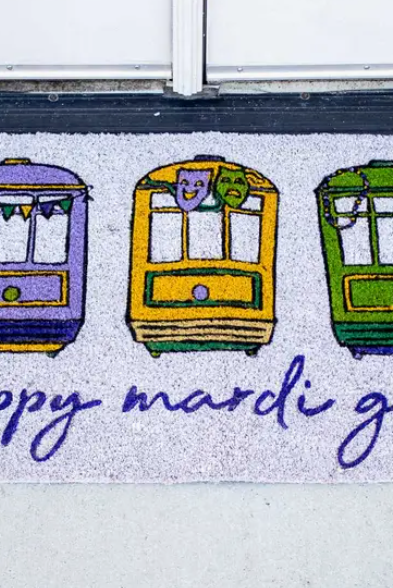 Streetcar Mardi Gras Doormat-Door Mats-Dear Me Southern Boutique, located in DeRidder, Louisiana