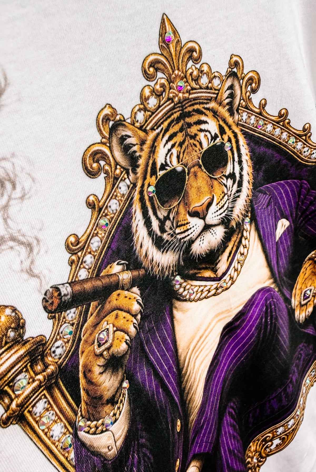Suited Up for Saturday Tiger Bougie Rhinestone Tee-Presales-Dear Me Southern Boutique, located in DeRidder, Louisiana