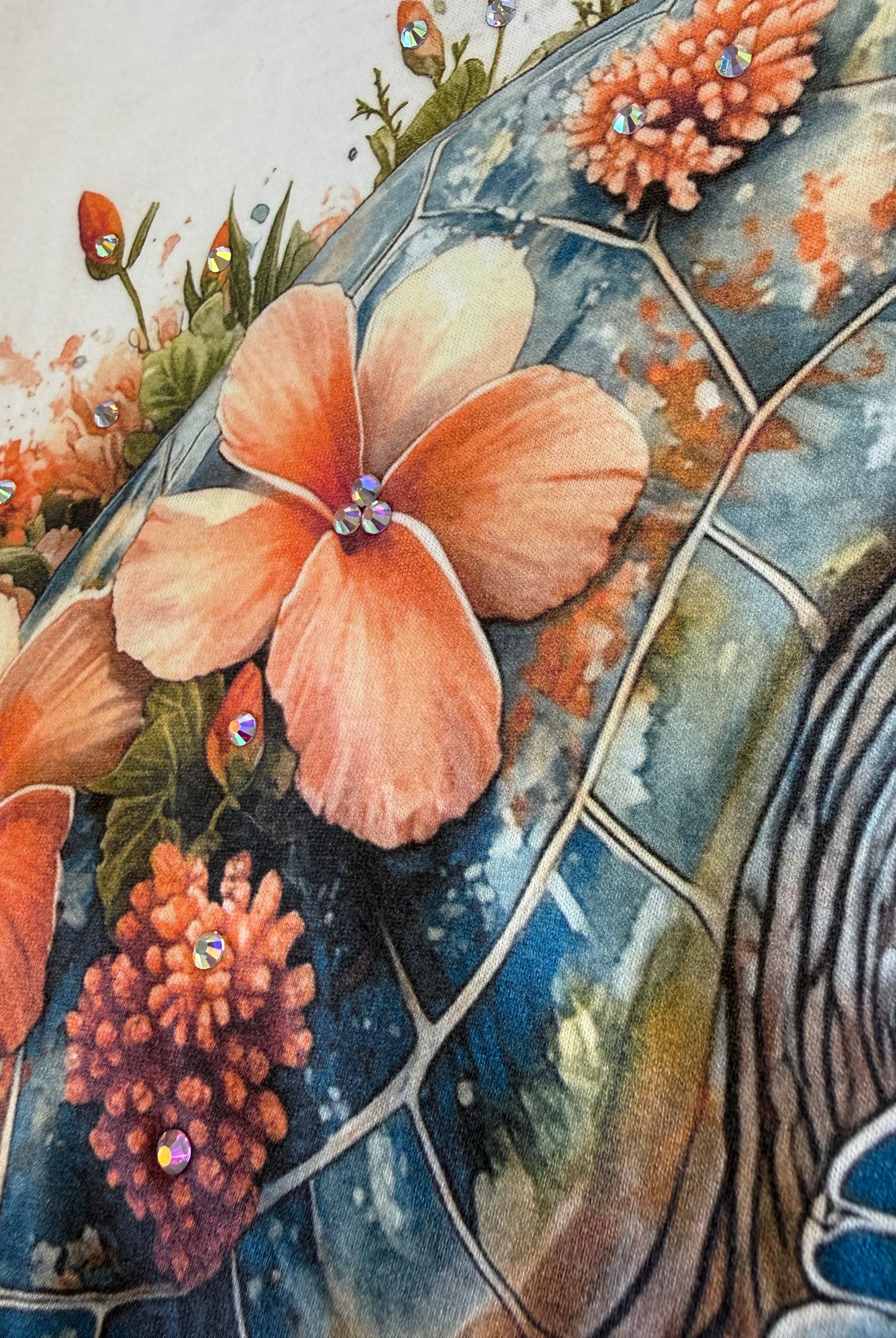 Sunset Reef Turtle Bougie Rhinestone Tee-Dear Me Southern Boutique, located in DeRidder, Louisiana