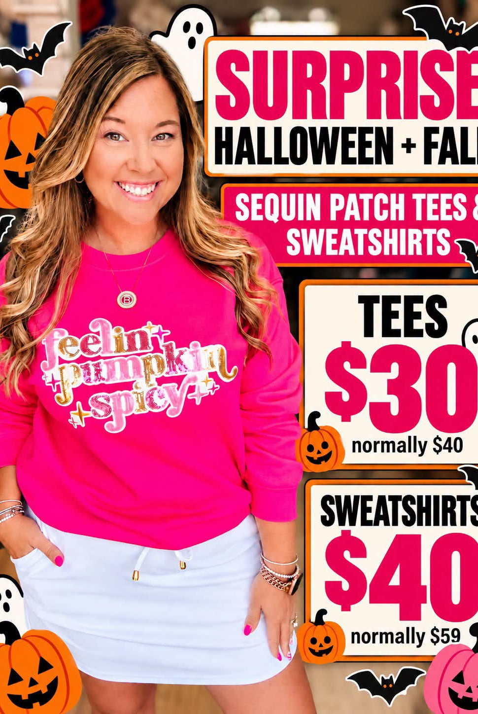 Surprise Sequin Halloween Tees/Pullovers!-Presales-Dear Me Southern Boutique, located in DeRidder, Louisiana