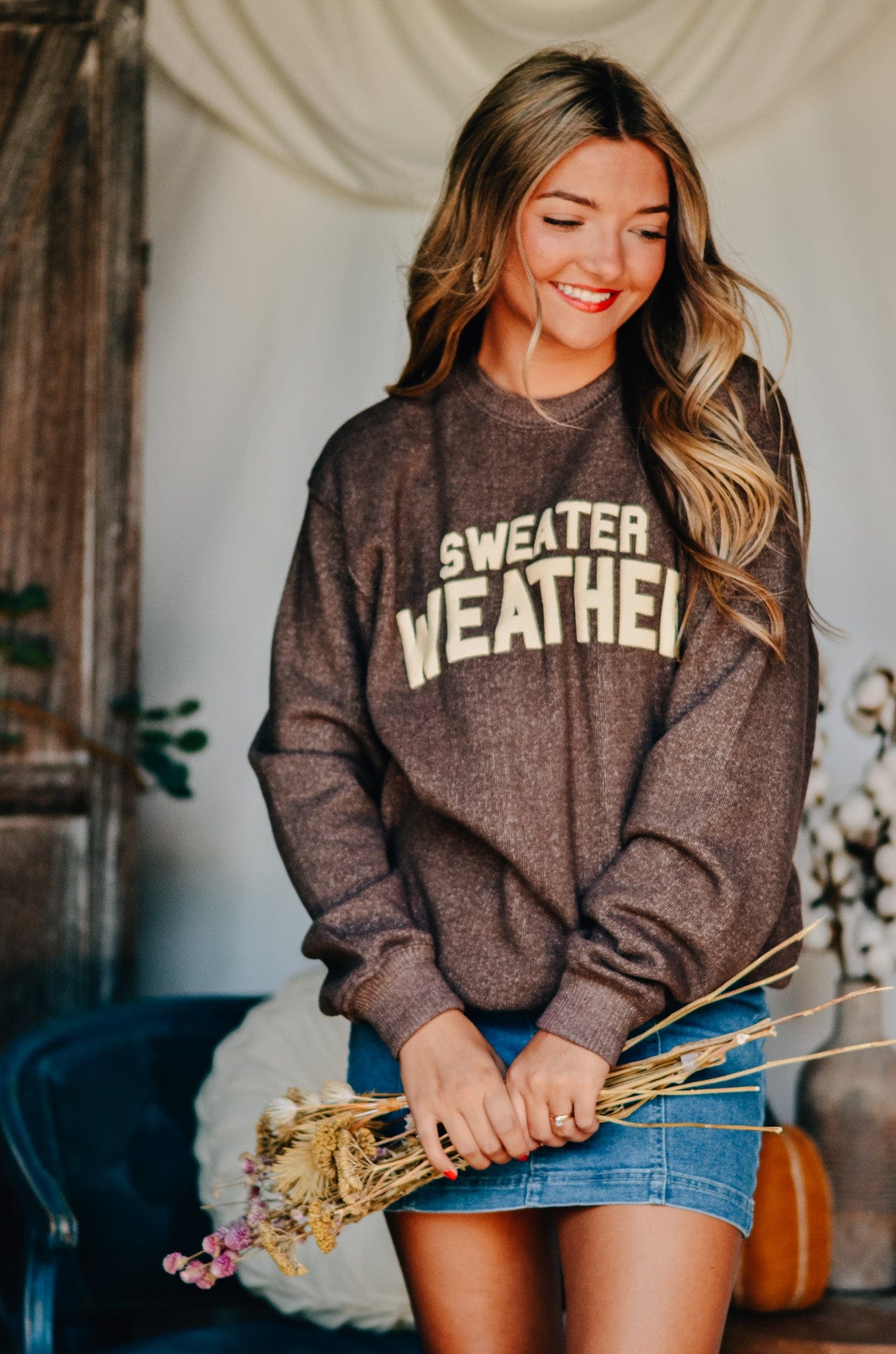 Sweater Weather Knit Sweatshirt-Dear Me Southern Boutique, located in DeRidder, Louisiana