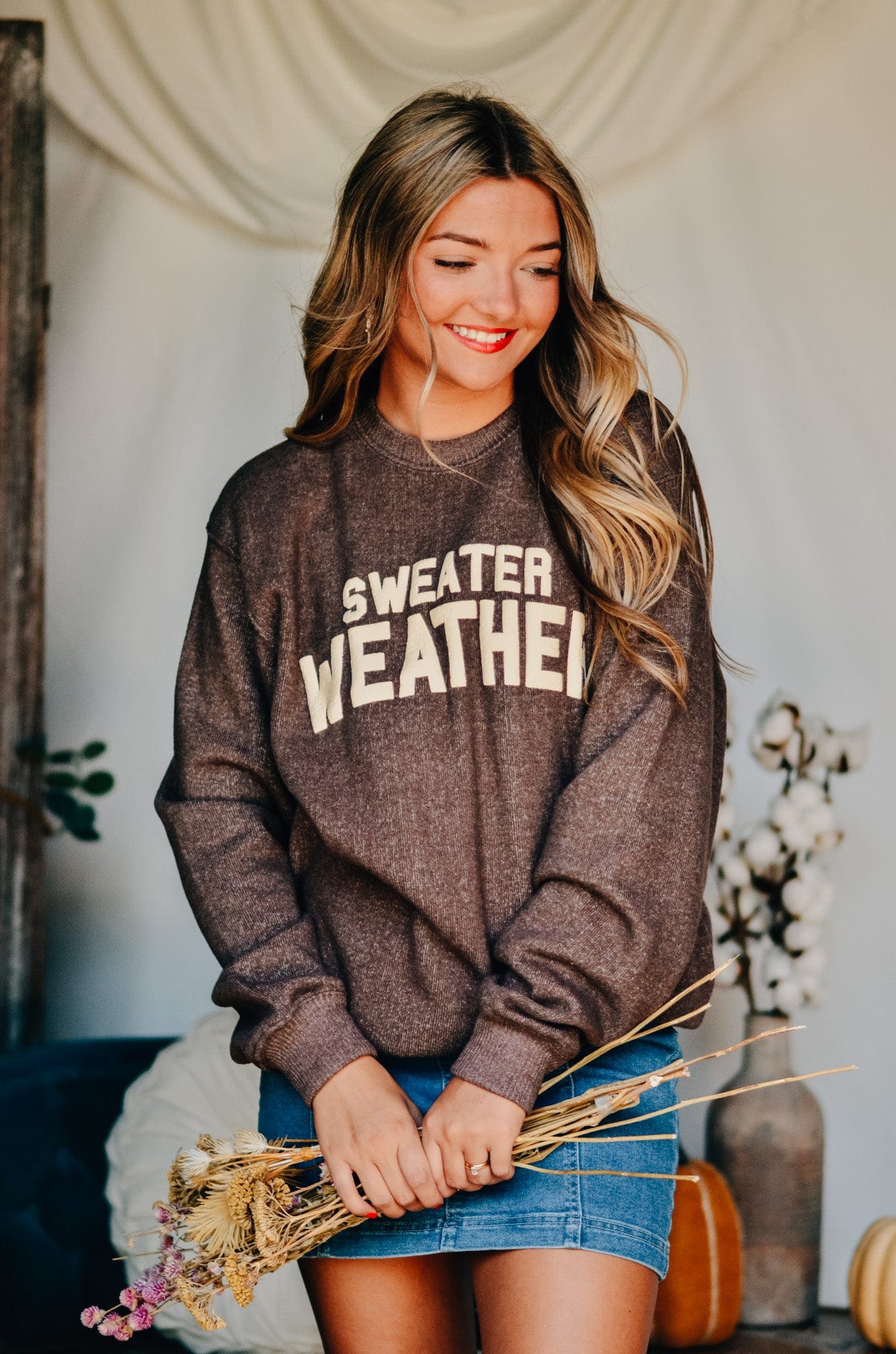 Sweater Weather Knit Sweatshirt-Dear Me Southern Boutique, located in DeRidder, Louisiana