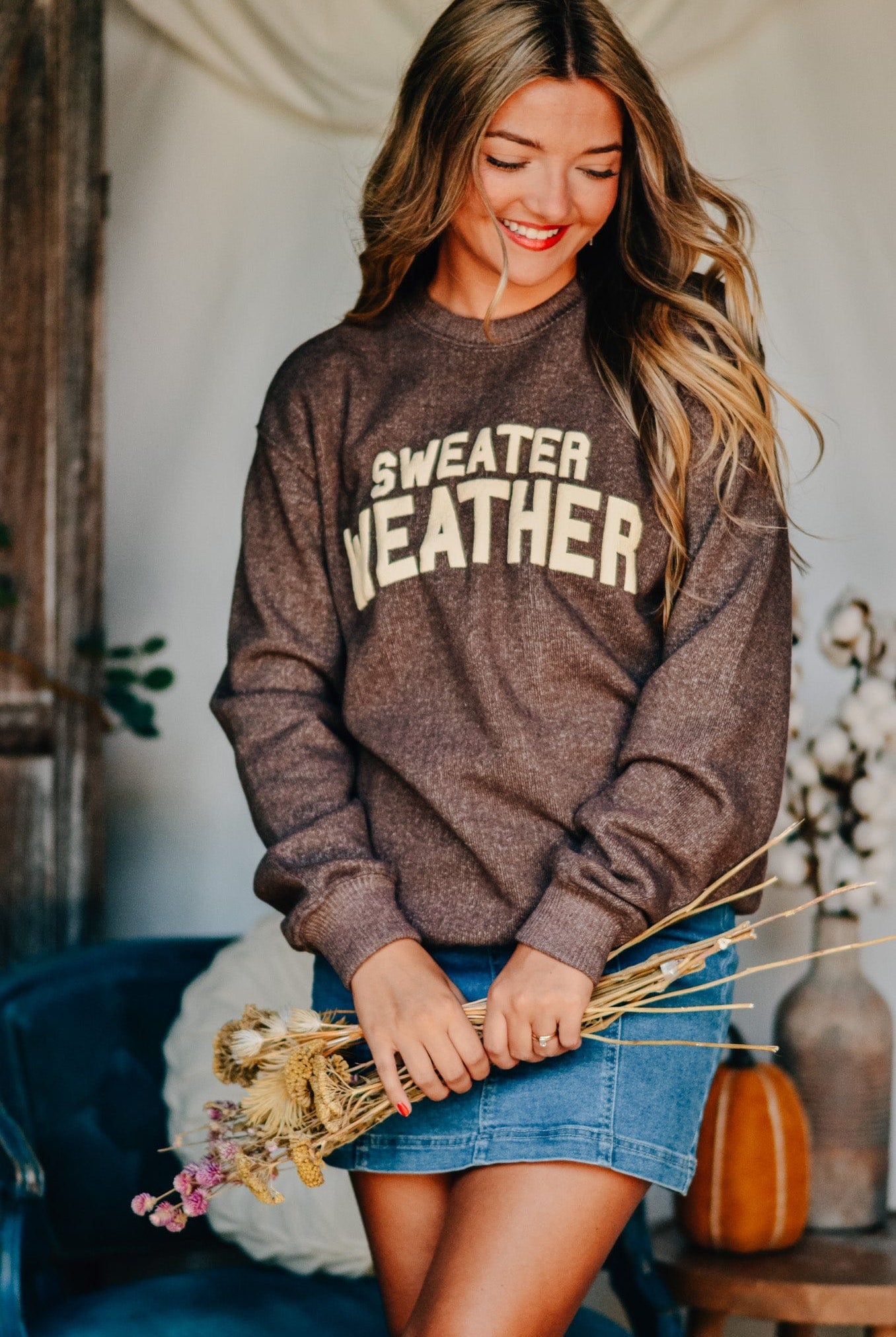 Sweater Weather Knit Sweatshirt-Dear Me Southern Boutique, located in DeRidder, Louisiana