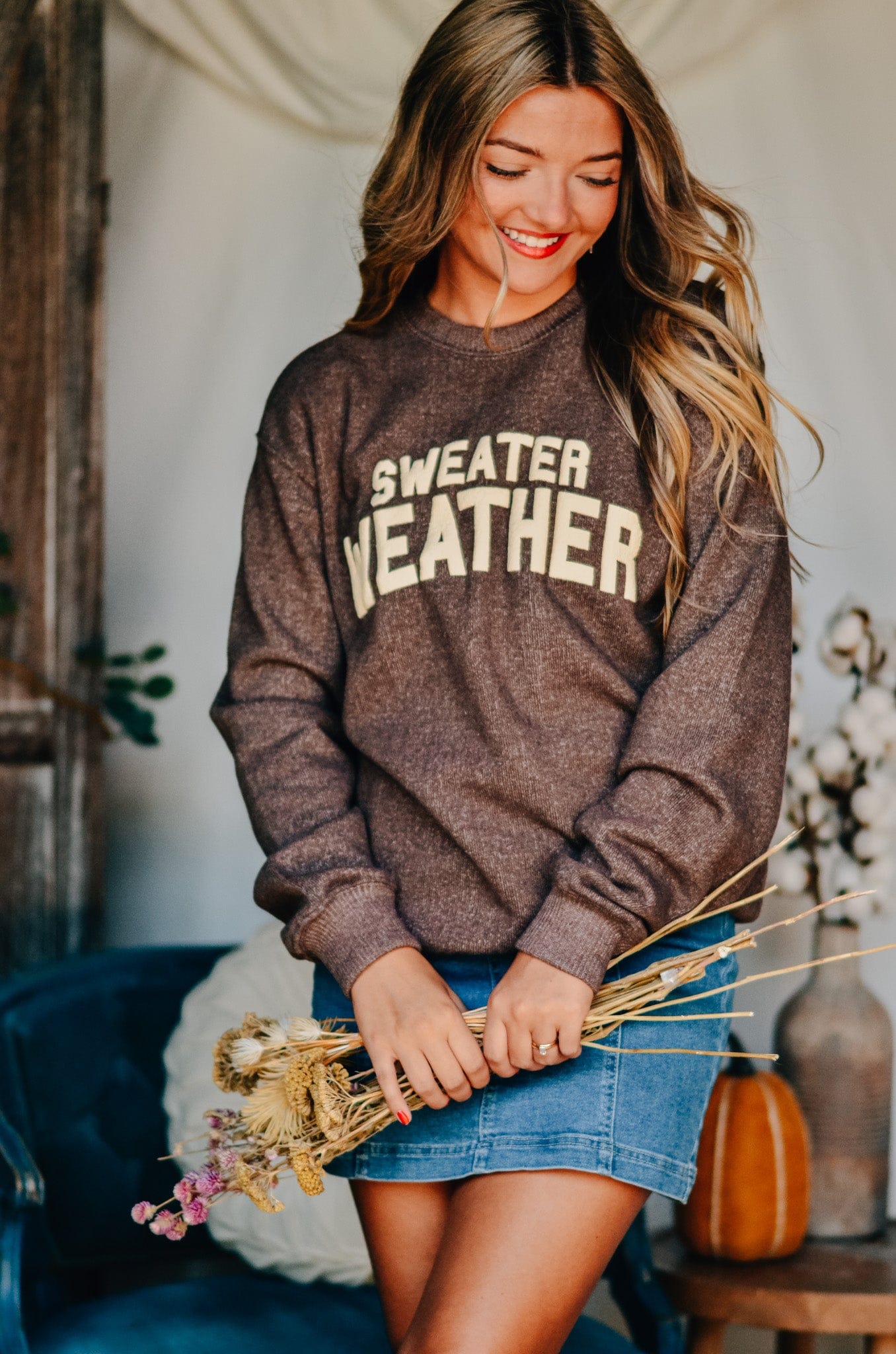 Sweater Weather Knit Sweatshirt-Dear Me Southern Boutique, located in DeRidder, Louisiana