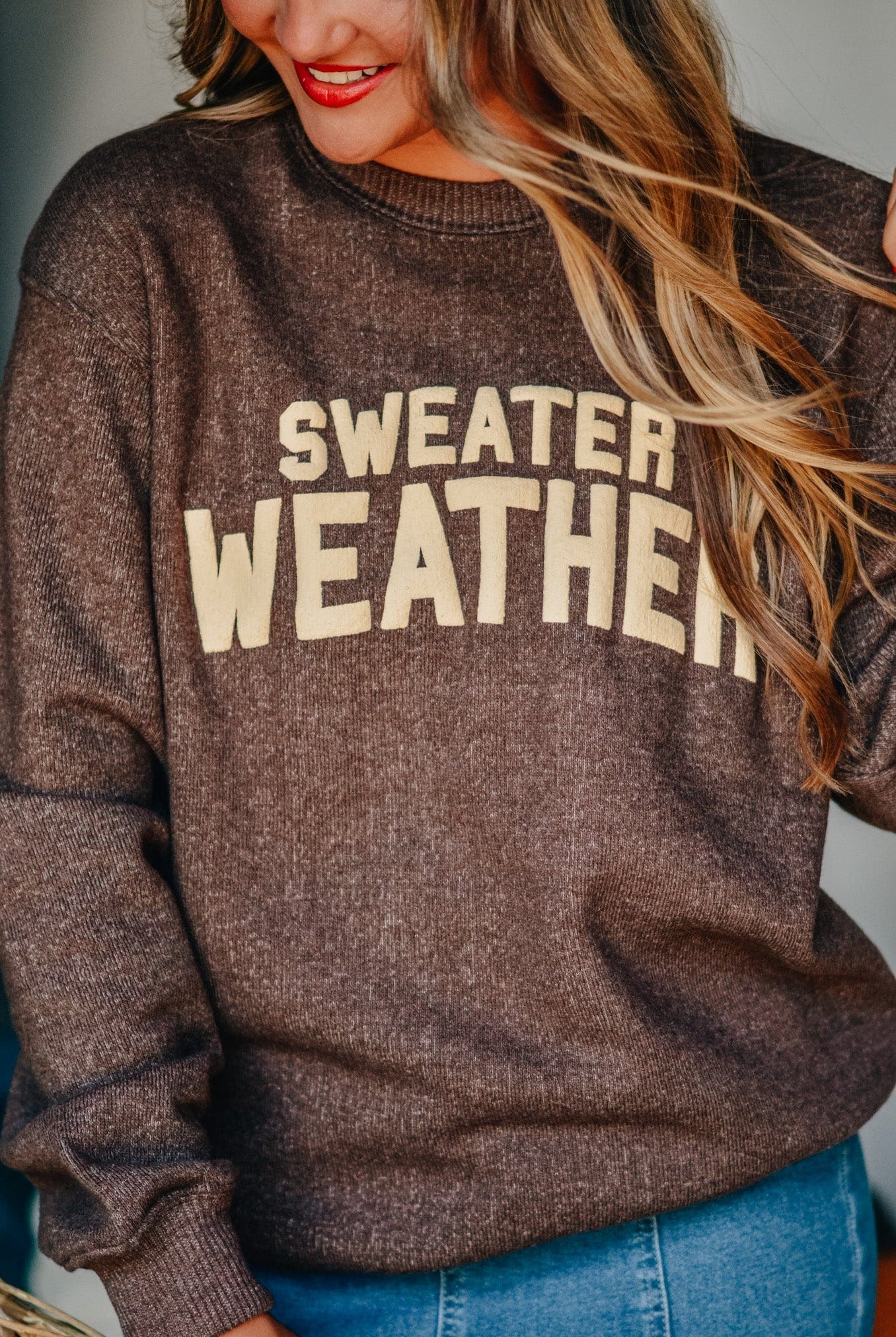 Sweater Weather Knit Sweatshirt-Dear Me Southern Boutique, located in DeRidder, Louisiana