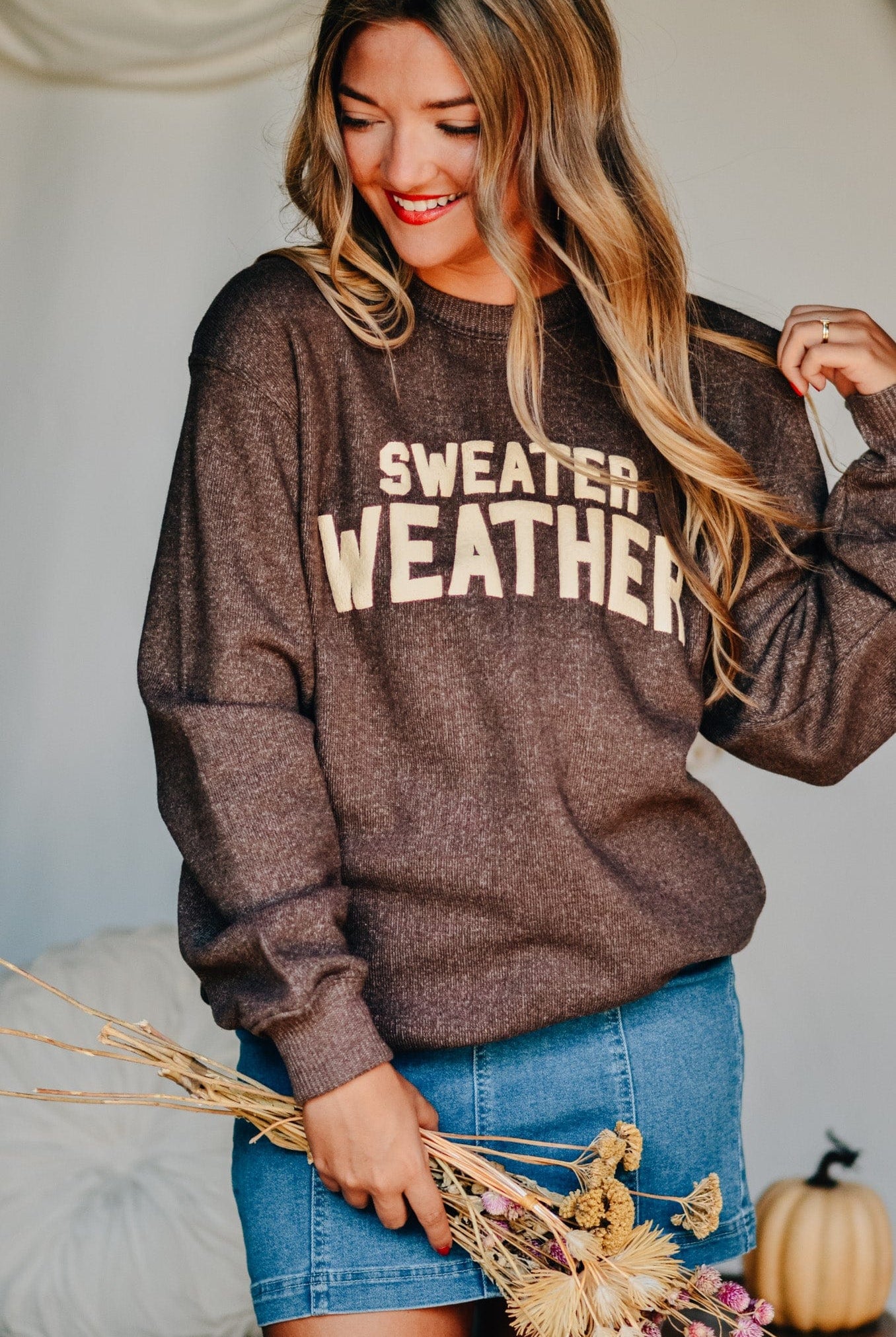 Sweater Weather Knit Sweatshirt-Dear Me Southern Boutique, located in DeRidder, Louisiana
