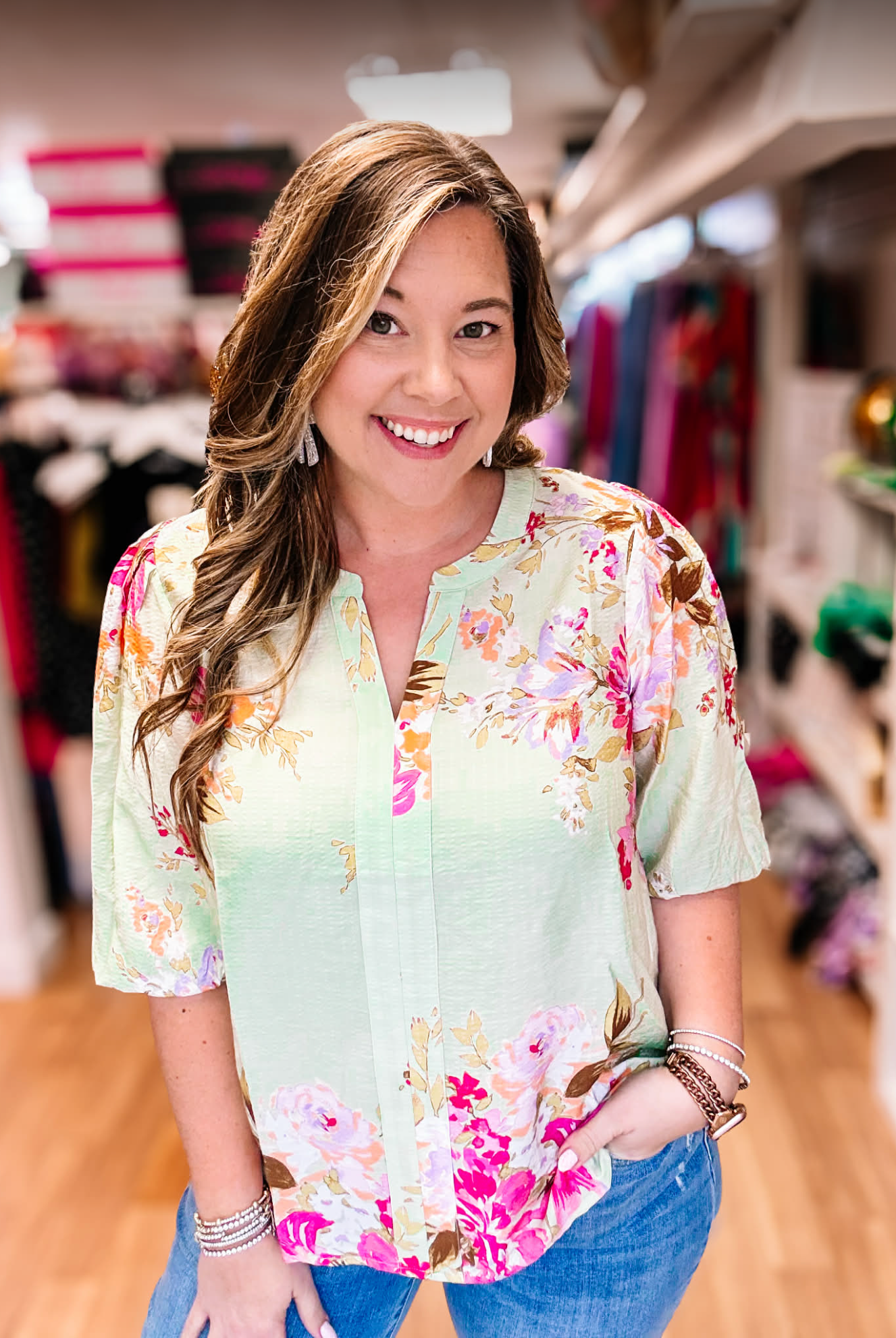 Sweet Magnolia Muse Floral Blouse-Blouses-Dear Me Southern Boutique, located in DeRidder, Louisiana