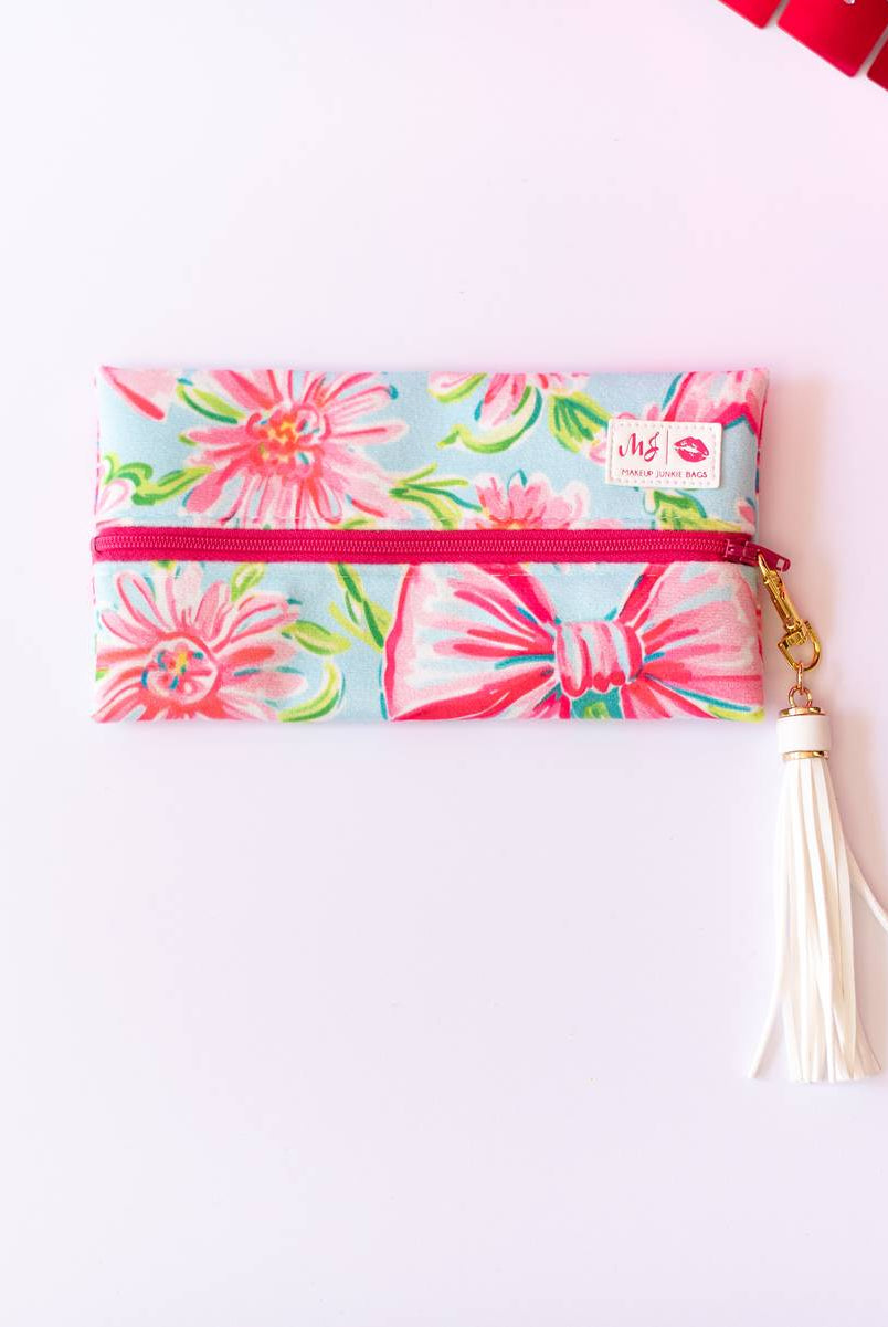 Sweetheart Bow Makeup Junkie Pouches-Makeup Bags-Dear Me Southern Boutique, located in DeRidder, Louisiana