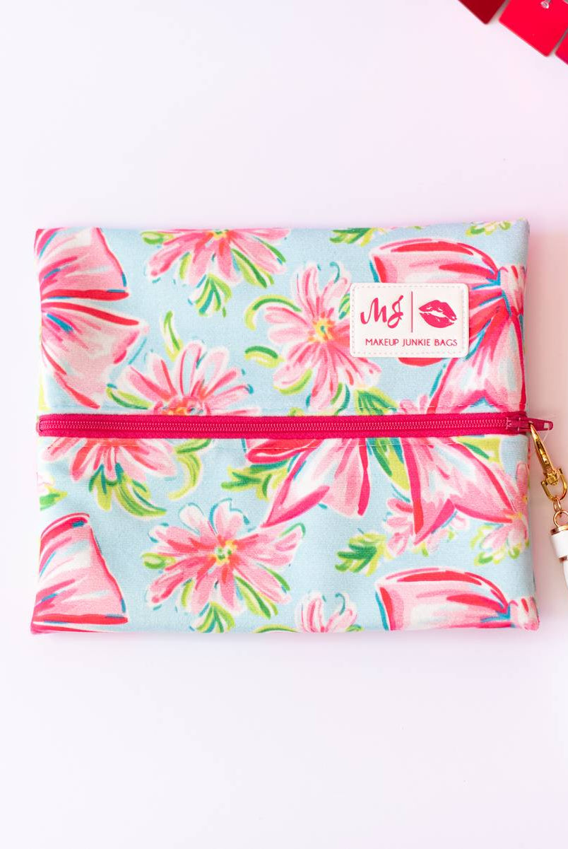 Sweetheart Bow Makeup Junkie Pouches-Makeup Bags-Dear Me Southern Boutique, located in DeRidder, Louisiana
