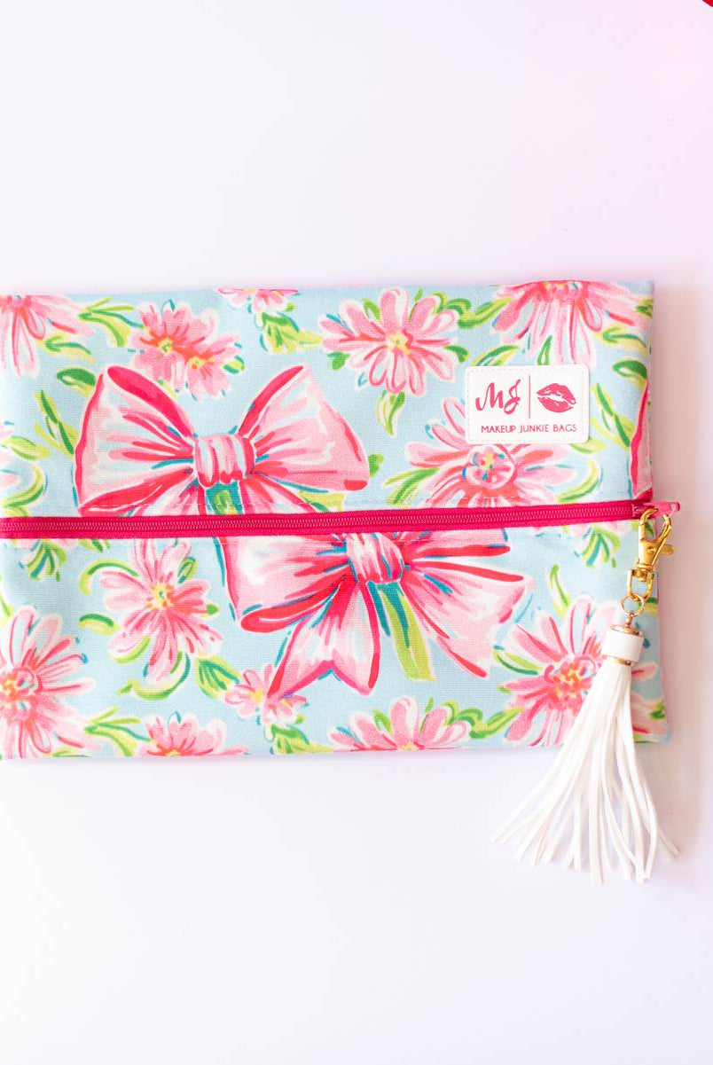 Sweetheart Bow Makeup Junkie Pouches-Makeup Bags-Dear Me Southern Boutique, located in DeRidder, Louisiana