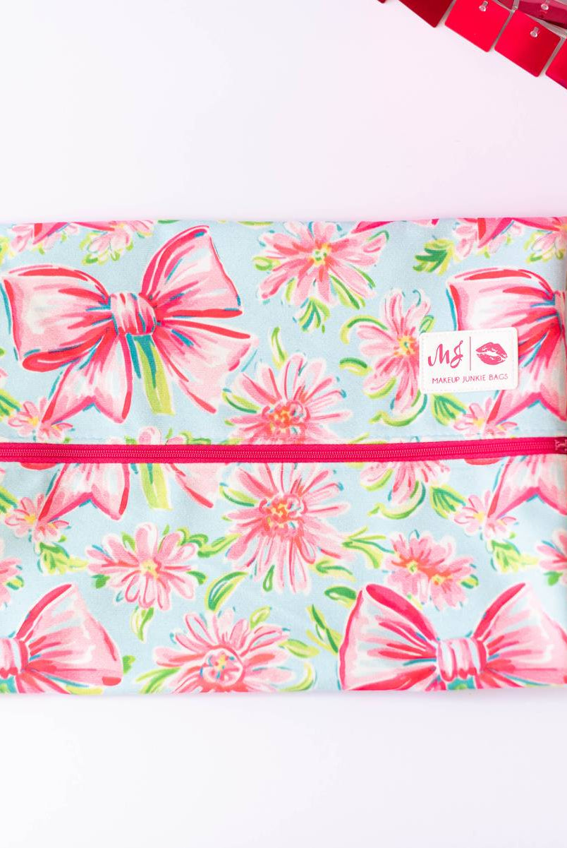 Sweetheart Bow Makeup Junkie Pouches-Makeup Bags-Dear Me Southern Boutique, located in DeRidder, Louisiana