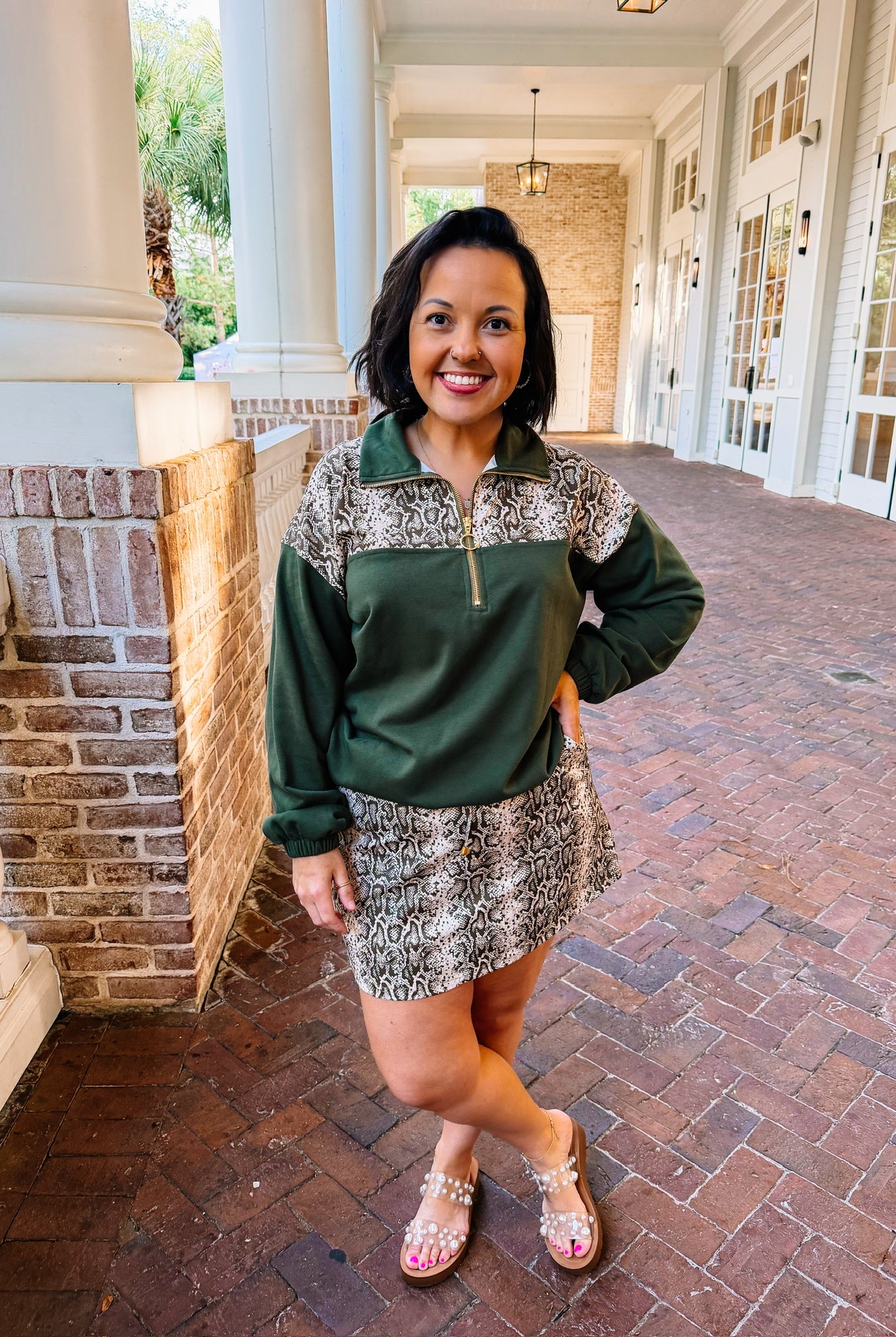 Sylvie Snake Everyday Skort-Skorts-Dear Me Southern Boutique, located in DeRidder, Louisiana