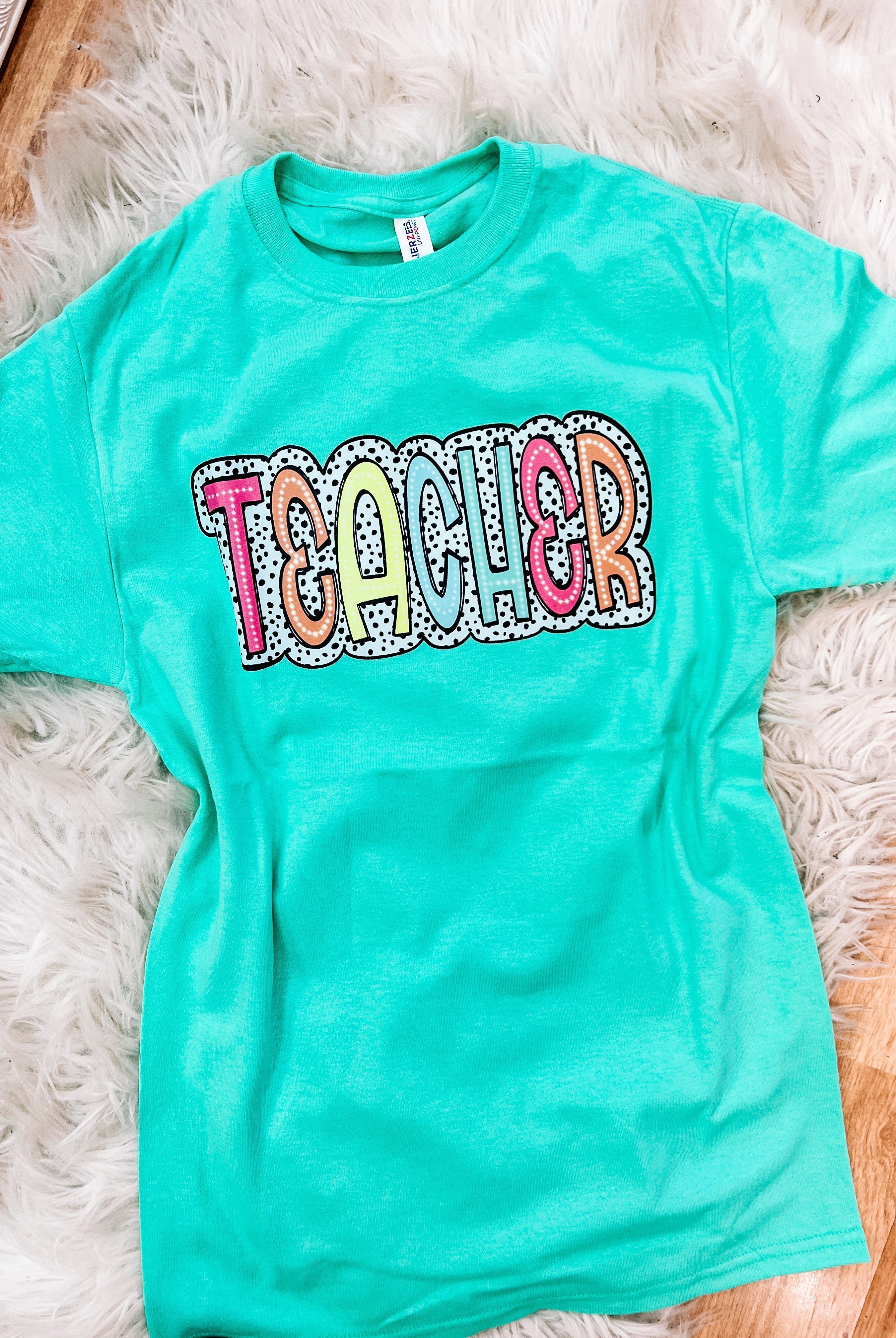TEACHER Tee - Mint-Graphic Tops-Dear Me Southern Boutique, located in DeRidder, Louisiana
