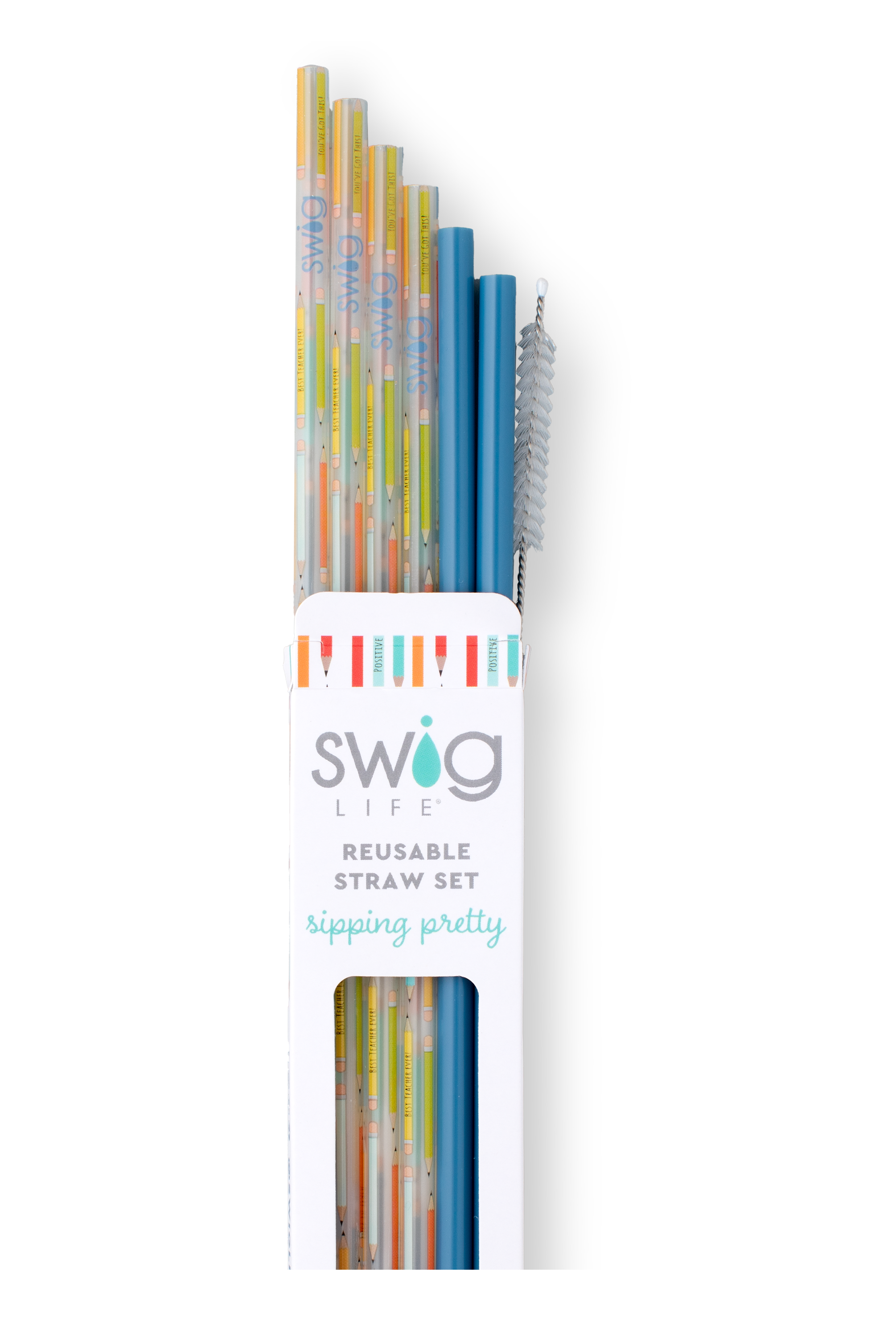 Teacher LIfe + Blue Swig Reusable Straw Set-Straws-Dear Me Southern Boutique, located in DeRidder, Louisiana