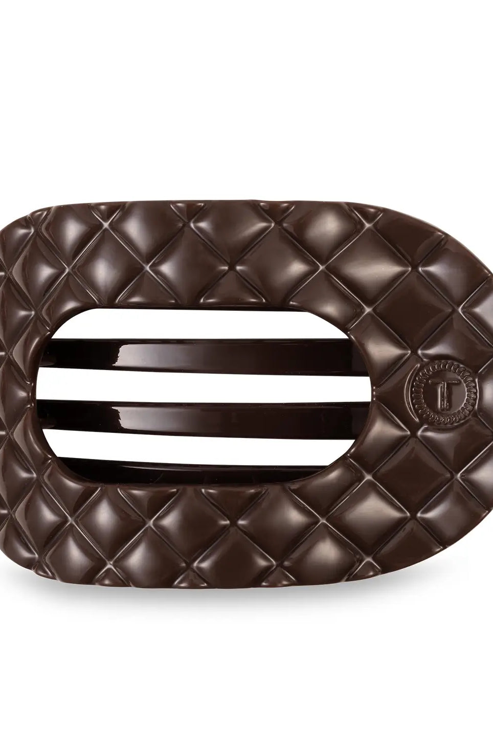 Teleties Flat Round Clip - Chocolate Quilted-Hair Clips-Dear Me Southern Boutique, located in DeRidder, Louisiana