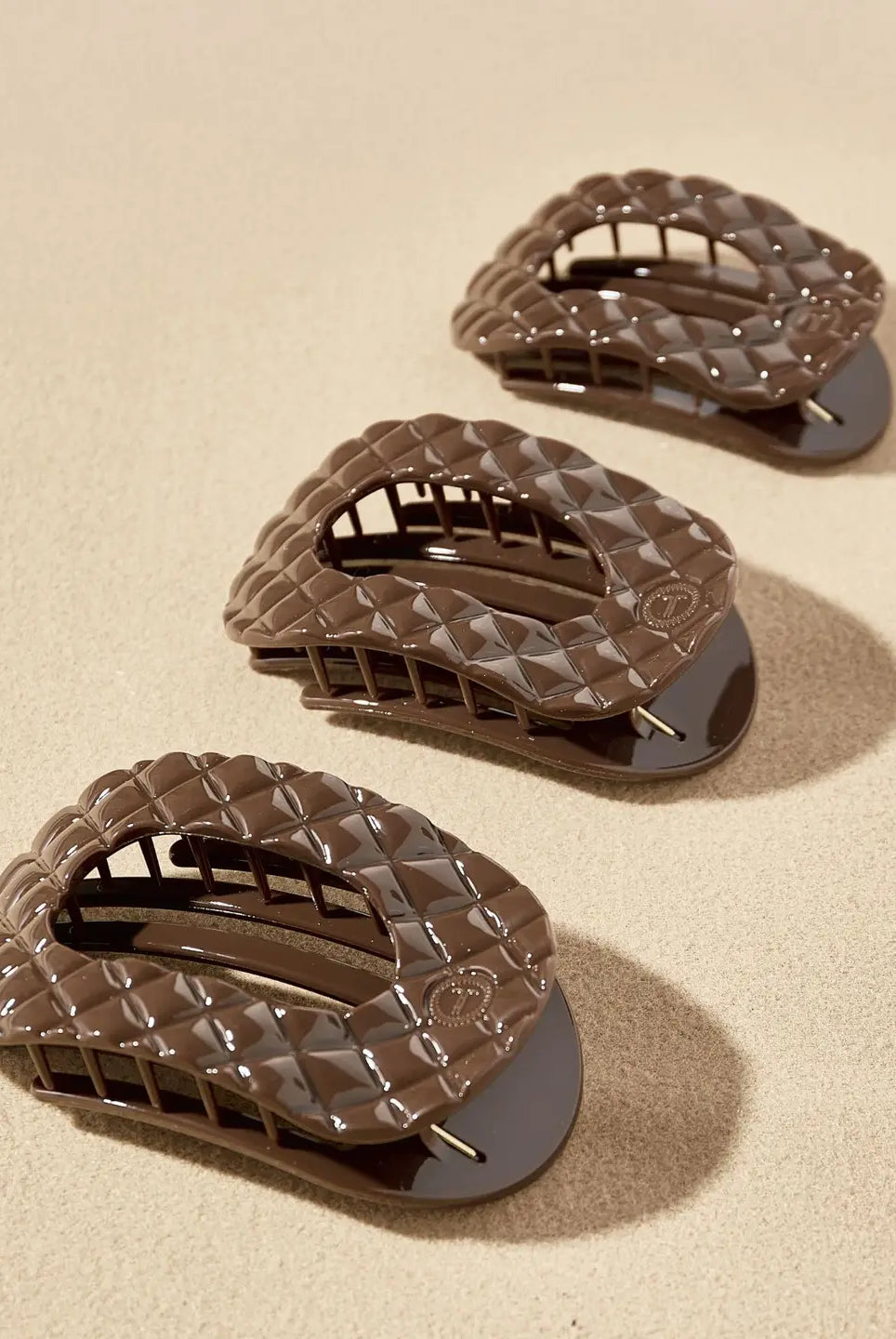 Teleties Flat Round Clip - Chocolate Quilted-Hair Clips-Dear Me Southern Boutique, located in DeRidder, Louisiana