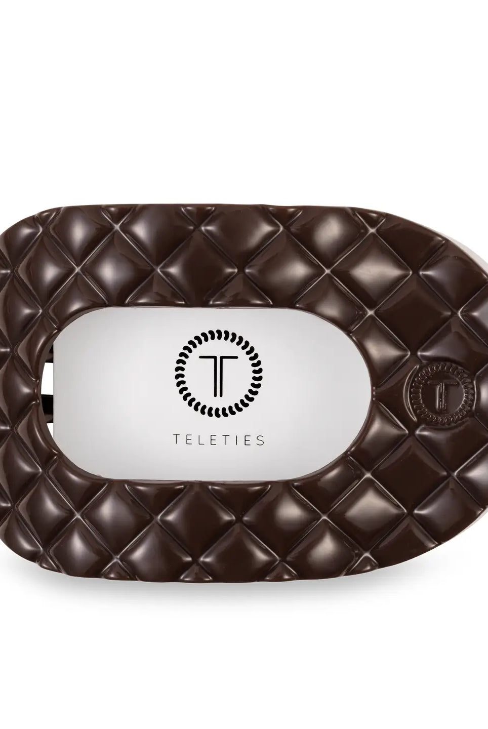 Teleties Flat Round Clip - Chocolate Quilted-Hair Clips-Dear Me Southern Boutique, located in DeRidder, Louisiana