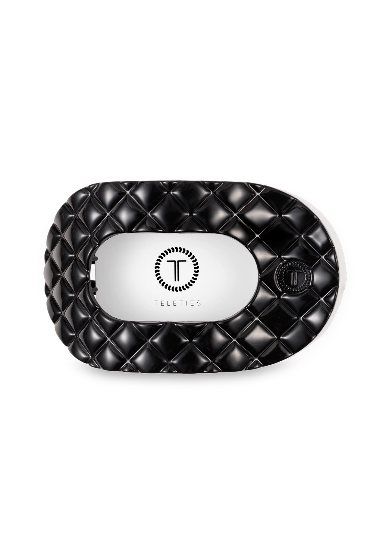 Teleties Flat Round Clip - Jet Black Quilted-Hair Clips-Dear Me Southern Boutique, located in DeRidder, Louisiana