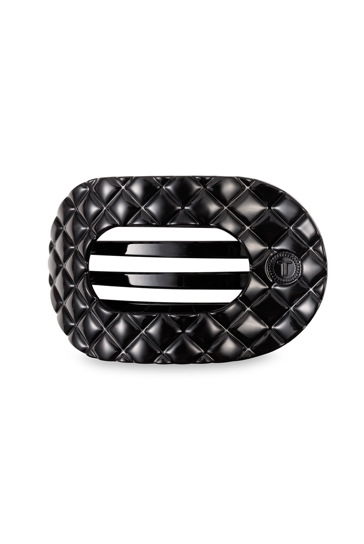 Teleties Flat Round Clip - Jet Black Quilted-Hair Clips-Dear Me Southern Boutique, located in DeRidder, Louisiana