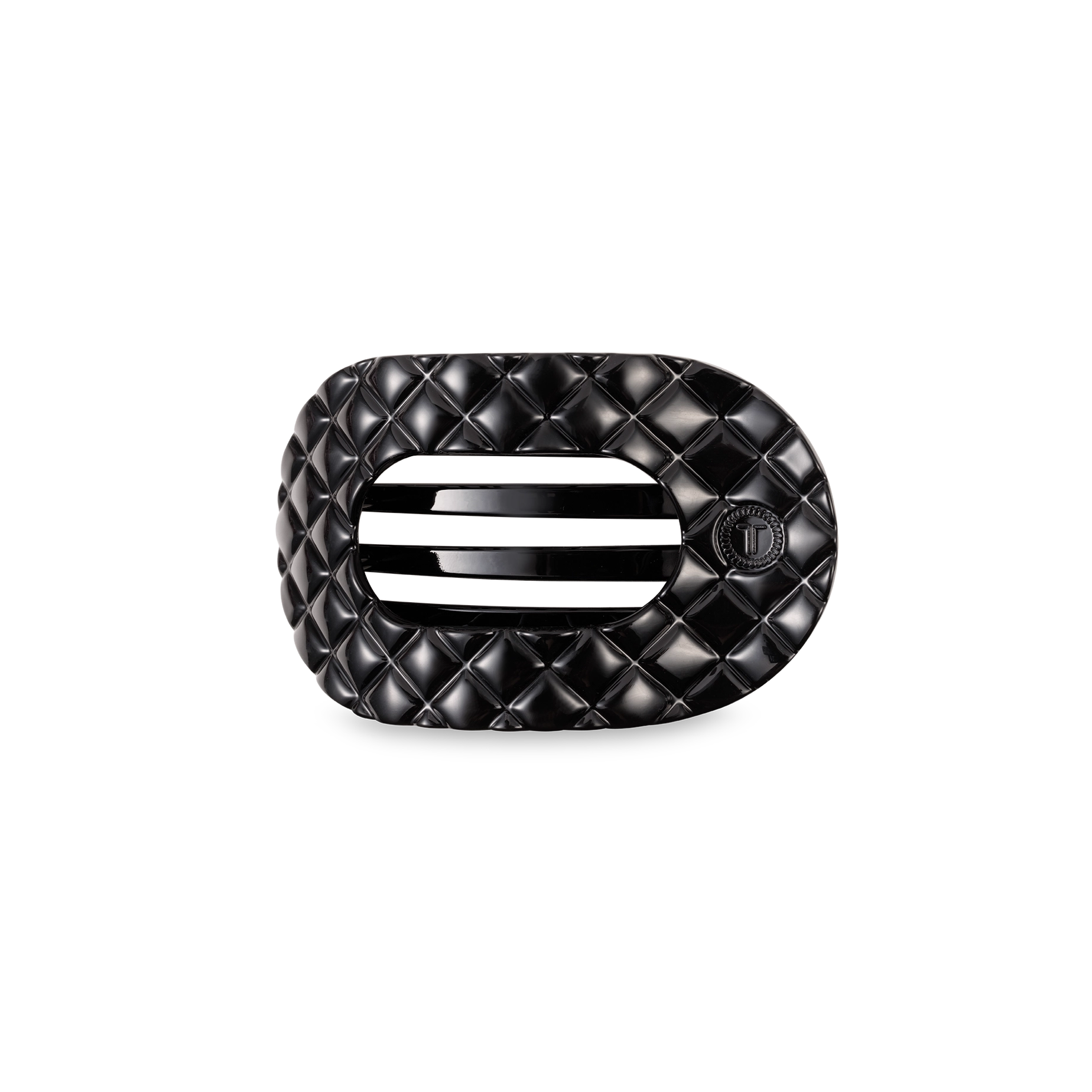 Teleties Flat Round Clip - Jet Black Quilted-Hair Clips-Dear Me Southern Boutique, located in DeRidder, Louisiana