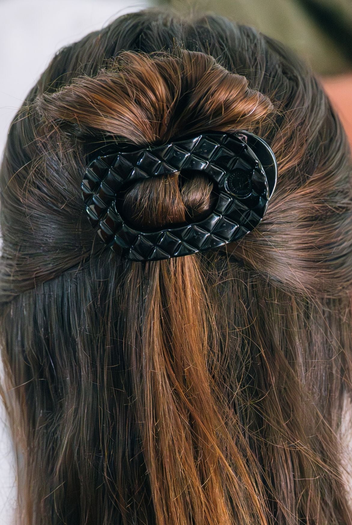 Teleties Flat Round Clip - Jet Black Quilted-Hair Clips-Dear Me Southern Boutique, located in DeRidder, Louisiana