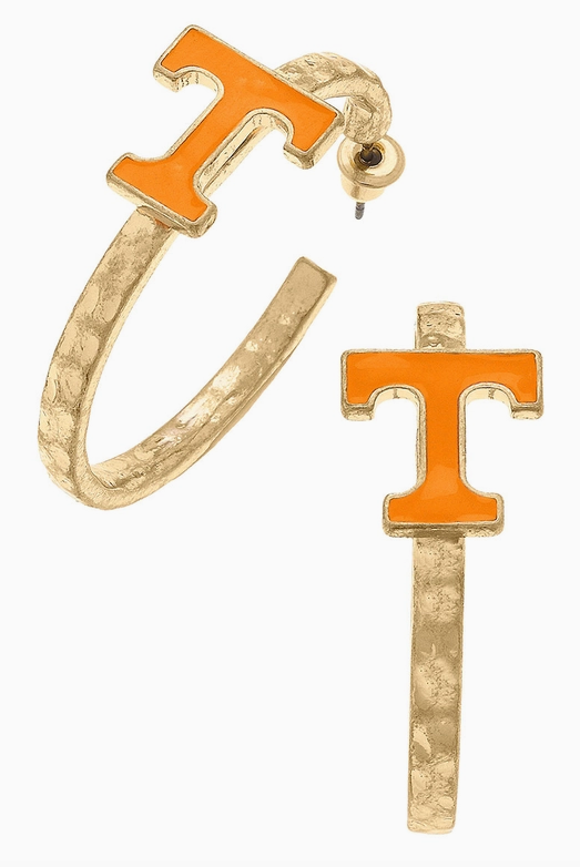 Tennessee Enamel Logo Hoop Earrings-Earrings-Dear Me Southern Boutique, located in DeRidder, Louisiana