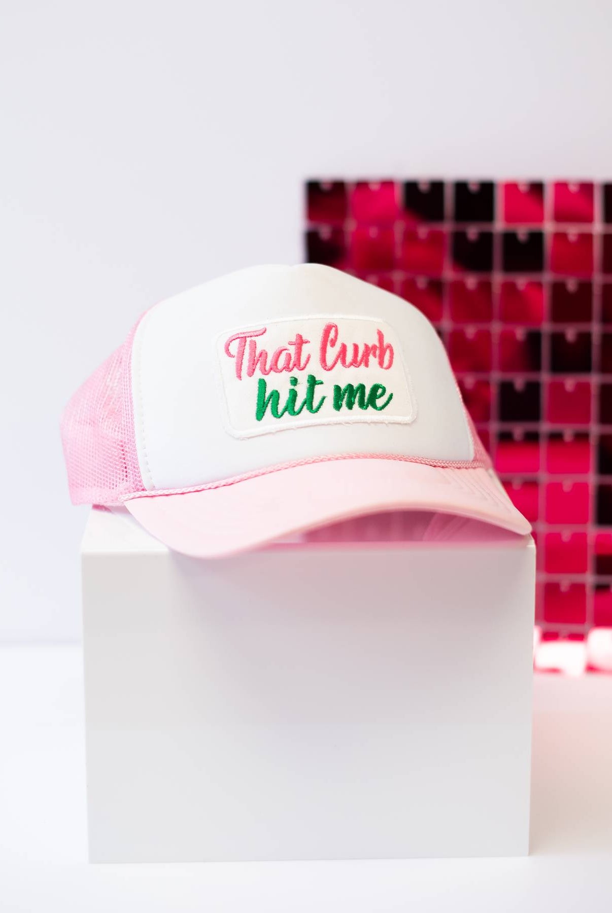 That Curb Hit Me Trucket Hat-Trucker Hats-Dear Me Southern Boutique, located in DeRidder, Louisiana