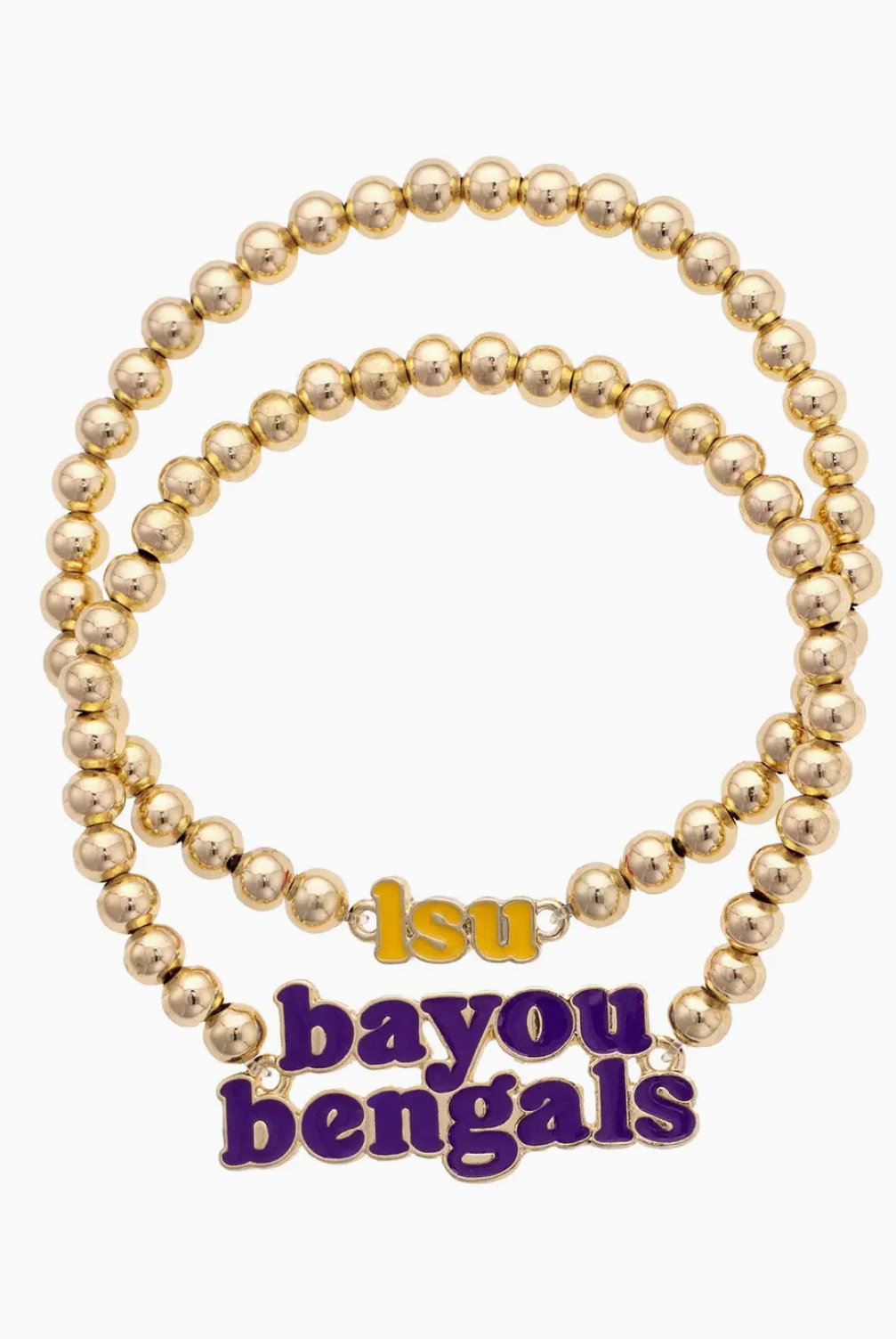 The Bayou Besties Double-Strand LSU Bengal Bracelet Set-Jewelry-Dear Me Southern Boutique, located in DeRidder, Louisiana