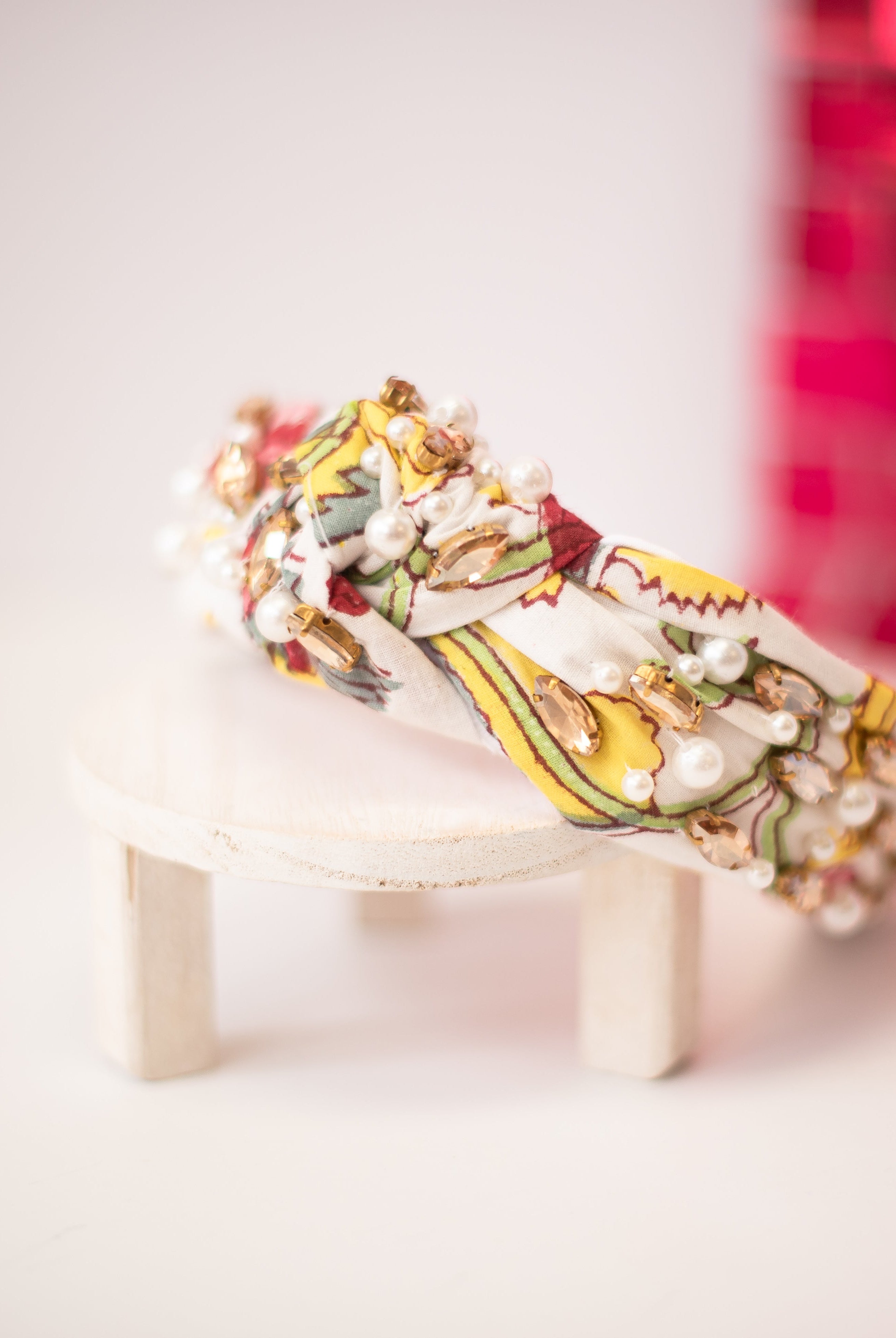 The Demi Knot Headband - Pink/White-Headbands-Dear Me Southern Boutique, located in DeRidder, Louisiana