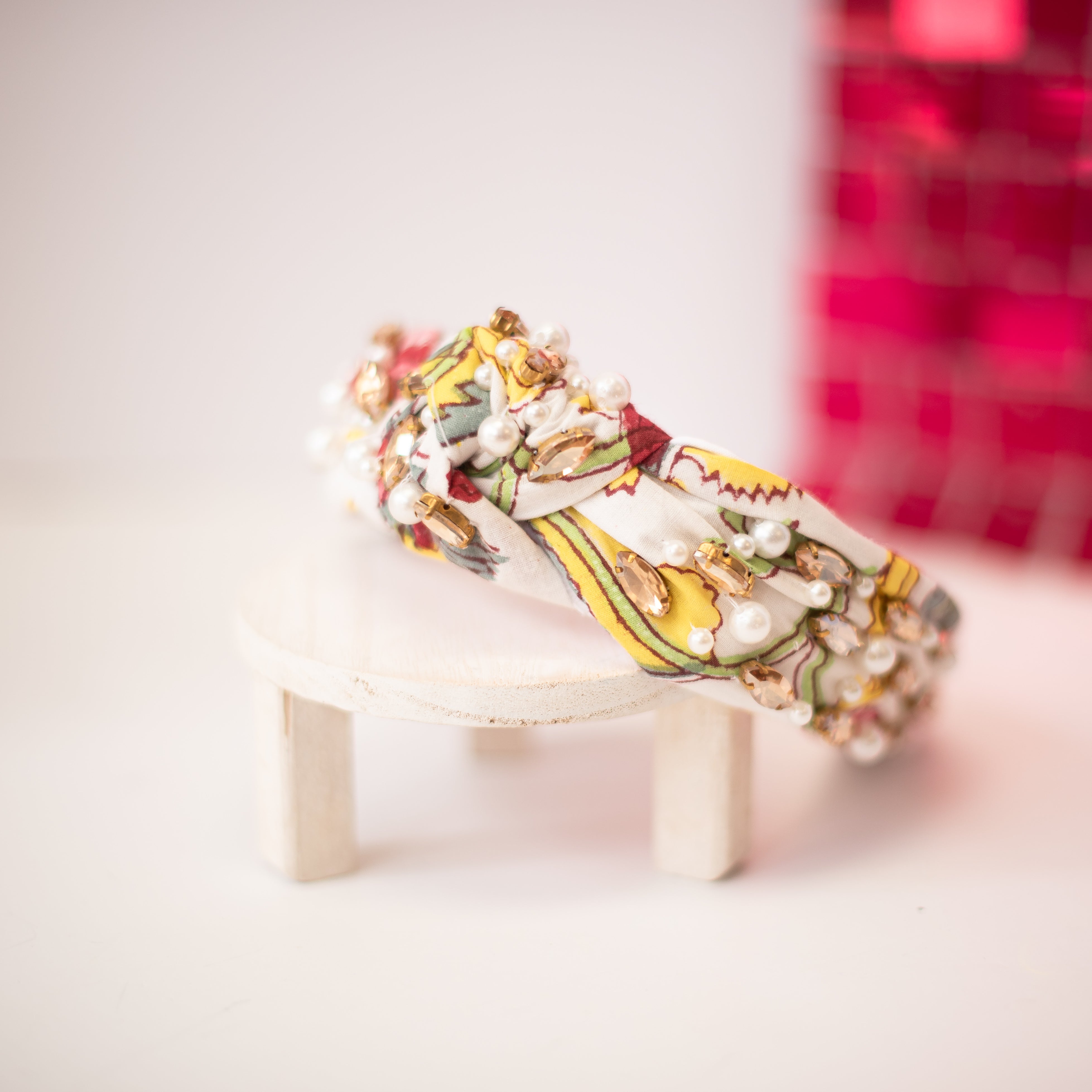 The Demi Knot Headband - Pink/White-Headbands-Dear Me Southern Boutique, located in DeRidder, Louisiana