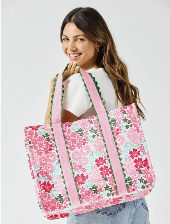 The Floral Reef Scallop Tote-Tote Bags-Dear Me Southern Boutique, located in DeRidder, Louisiana