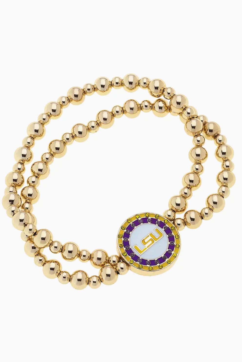 The Gameday Glam LSU Medallion Double-Strand Bracelet-Jewelry-Dear Me Southern Boutique, located in DeRidder, Louisiana