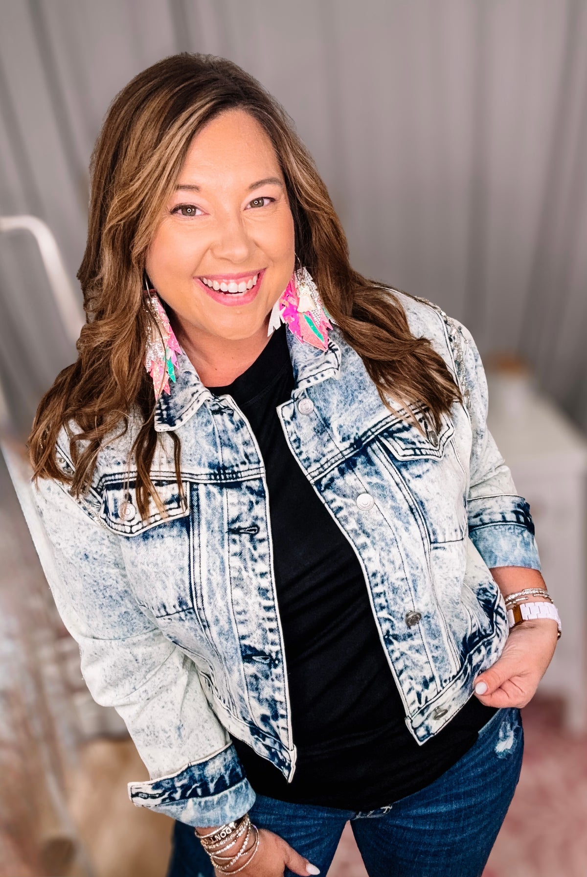 The Grand Entrance Denim Jacket-Jackets-Dear Me Southern Boutique, located in DeRidder, Louisiana